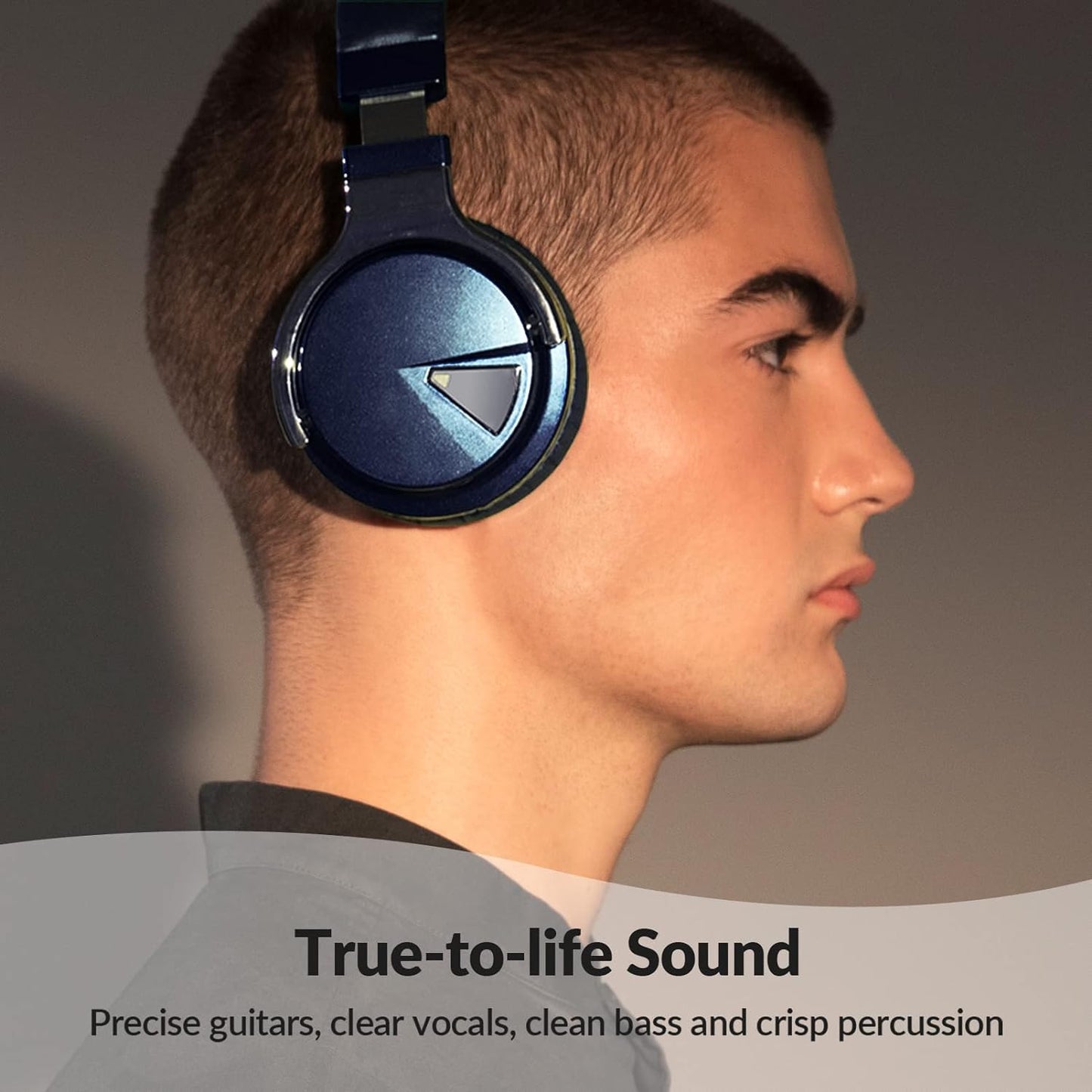 E7 Active Noise Cancelling Headphones Bluetooth Headphones with Microphone Deep Bass Wireless Headphones over Ear, Comfortable Protein Earpads, 30 Hours Playtime for Travel/Work, Navy