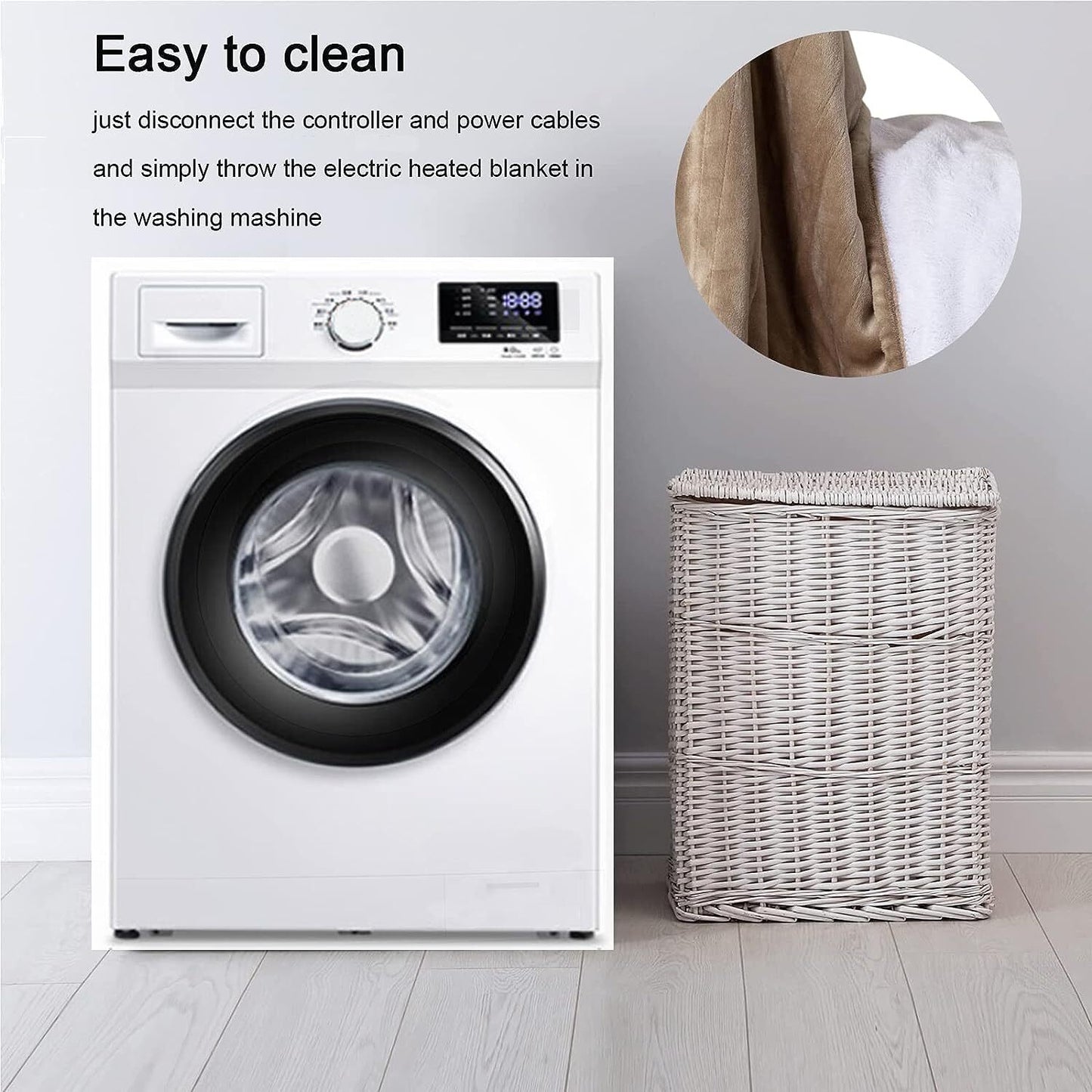 Heated Electric Blanket Throw &Twin Size - 10Hrs Timer Auto-Off & 4 Heating