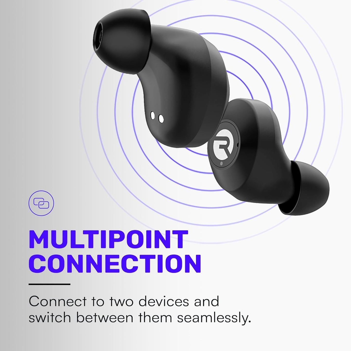 Everyday Earbuds Classic Bluetooth Wireless with Microphone - Stereo Sound, Active Noise Canceling, In-Ear Bluetooth Headset True Wireless Earbuds 32 Hours Playtime (Black)