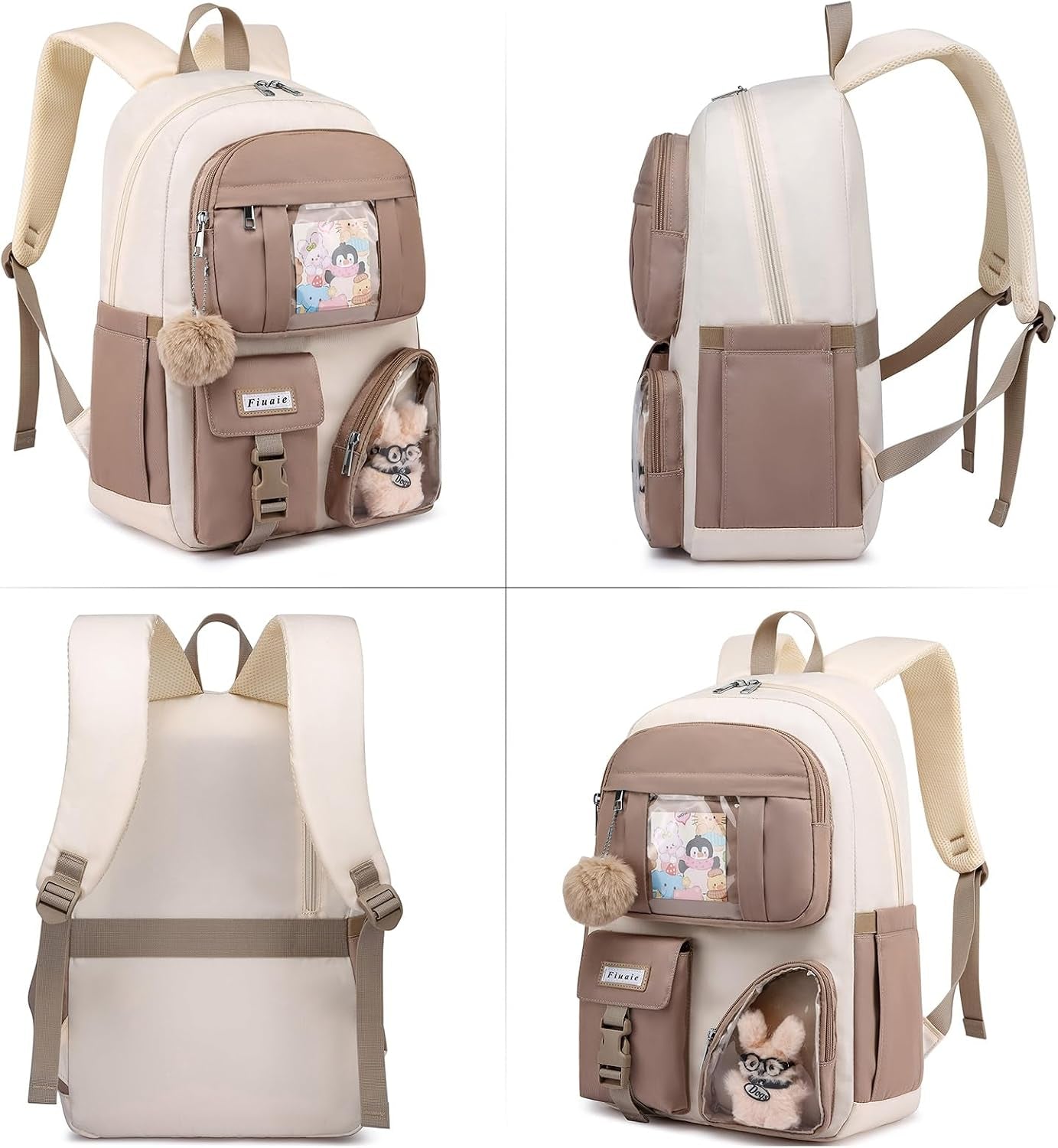 School Backpack for Teen Girls Bookbag: Large 17.3 Inch Backpacks for Kids Middle High School Bookbags Durable Laptop Backpack for Women Cute Student Casual Daypack for Travel Khaki Beige