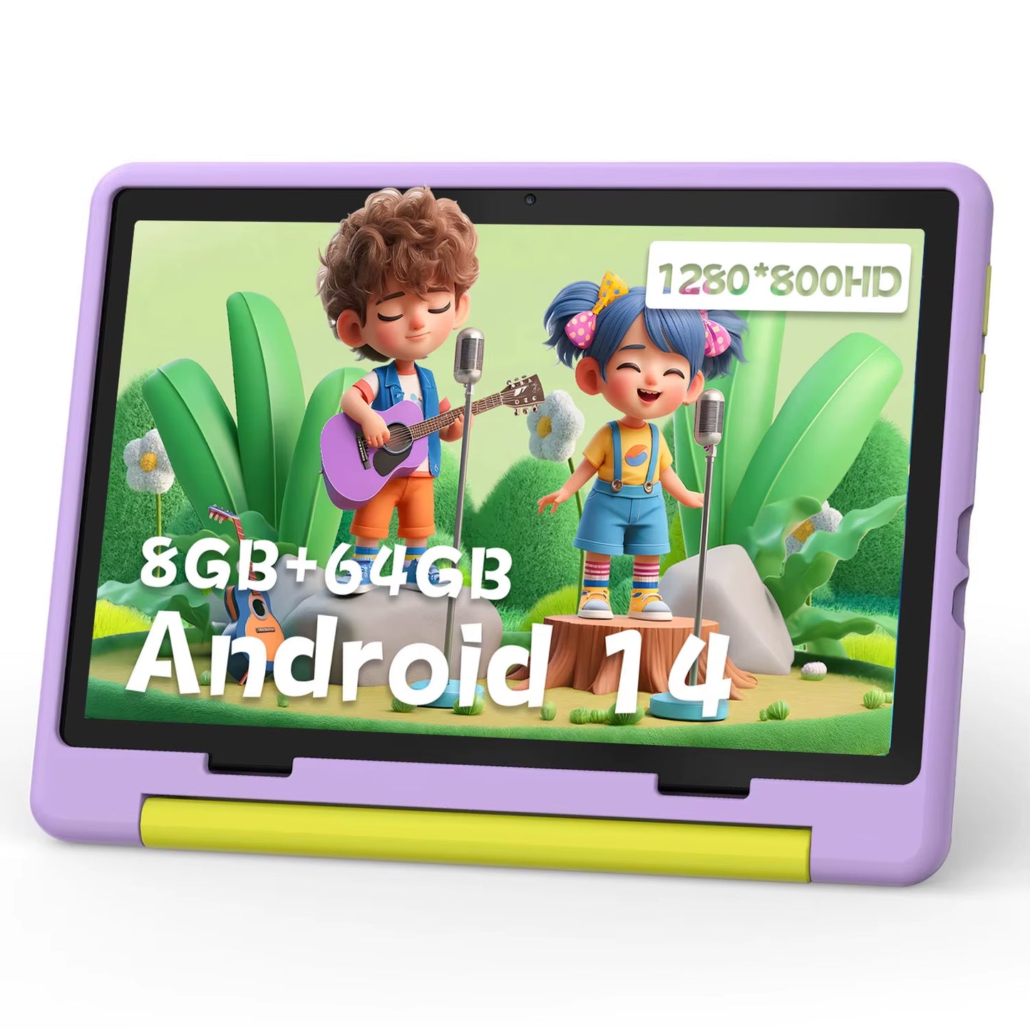 KT1016 Kid Tablet 10.1 Inch Android 14 Quad Core 8GB RAM 64GB ROM 1TB Expand Wifi Bluetooth Children'S Gift Kids Software PC Pad