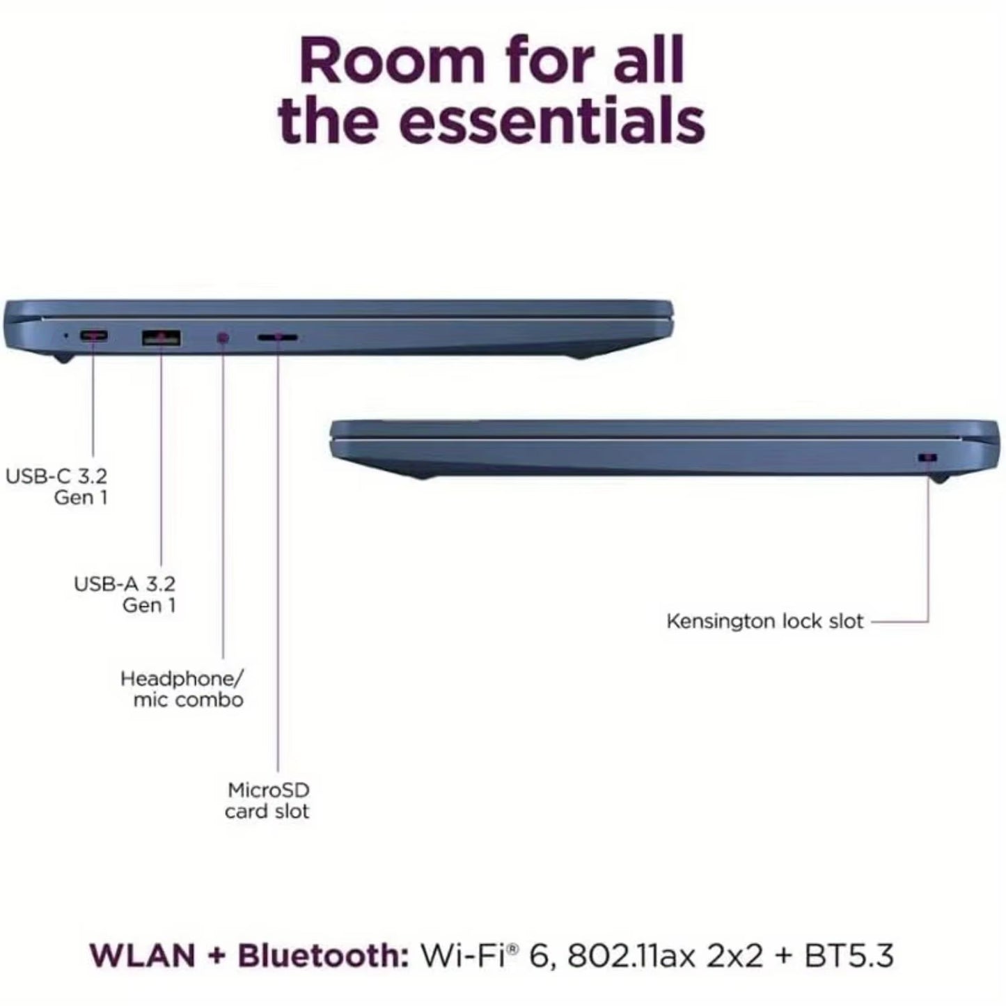 Lenovo Ideapad Slim 3 14'' Full HD Chromebook, Kompanio 520,4GB RAM,320GB Storage(64Gb Emmc+256Gb SD Card),Chrome OS