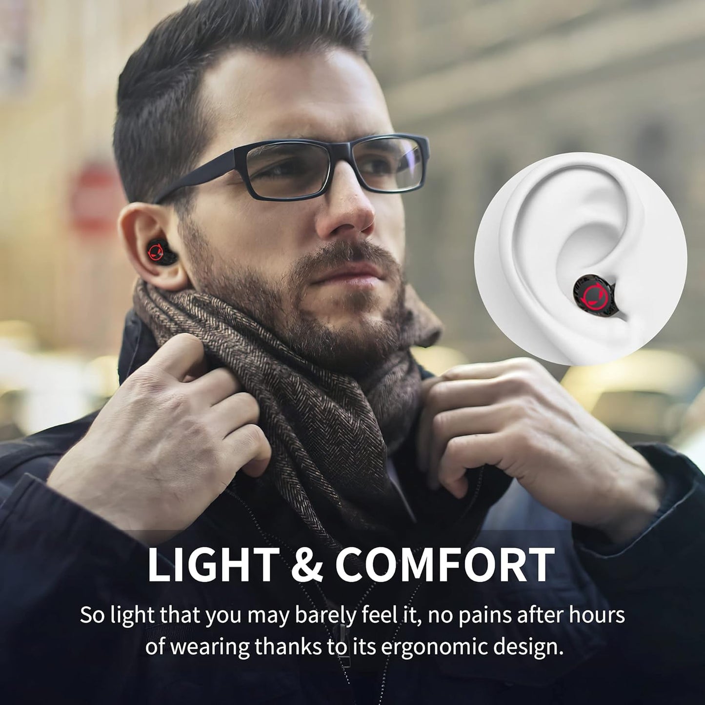 Bluetooth 5.1 Wireless Earbuds, IPX5 Waterproof Stereo Headphones with Mic and Touch Control, in Ear Noise Reduction Sports Earphones with Wireless Charging Case