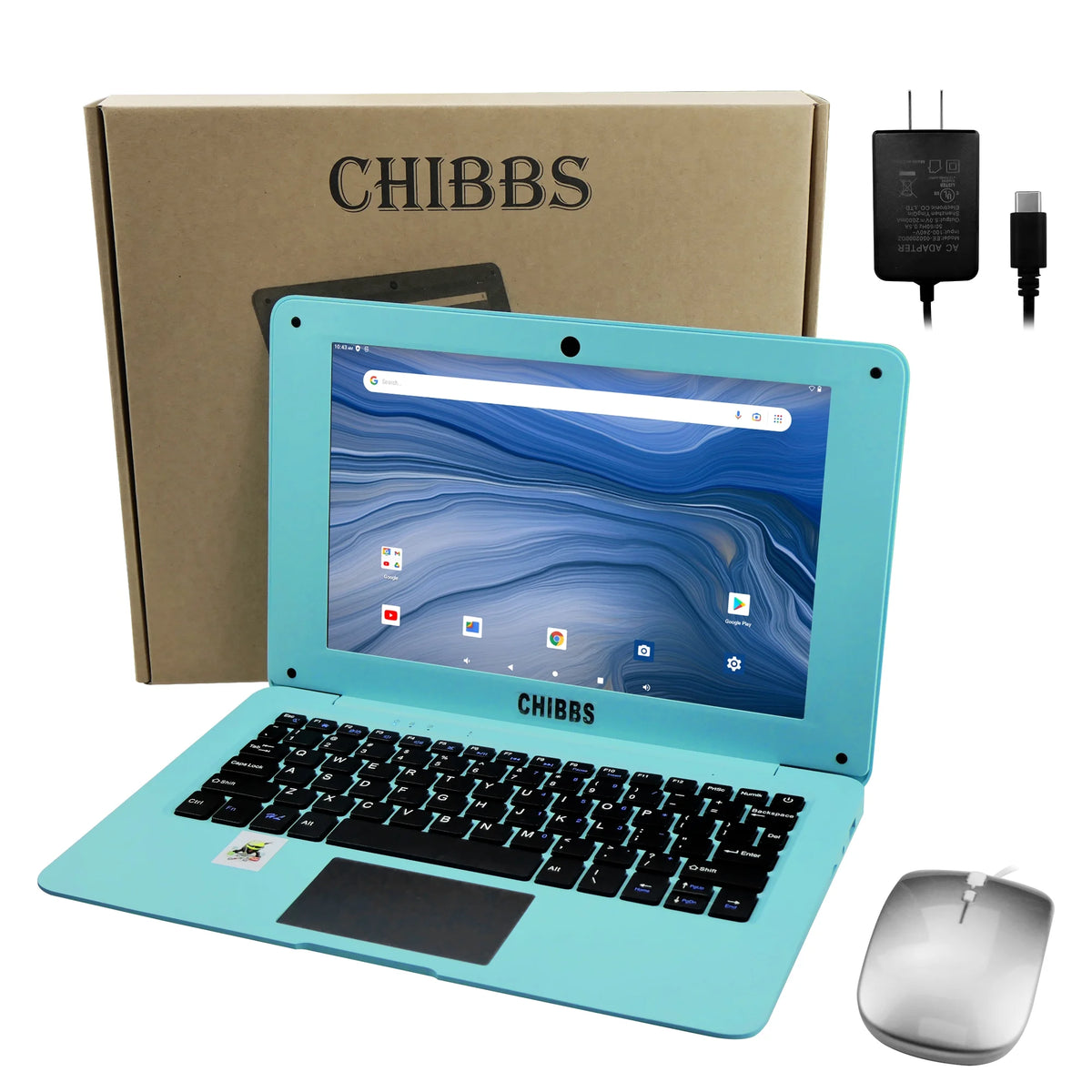 T&C Laptop Computer-10.1" Inch Kids Laptop Powered by Android 7.1.1 OS, 2Gb Ram +32Gb, Bluetooth, Wi-Fi- Blue