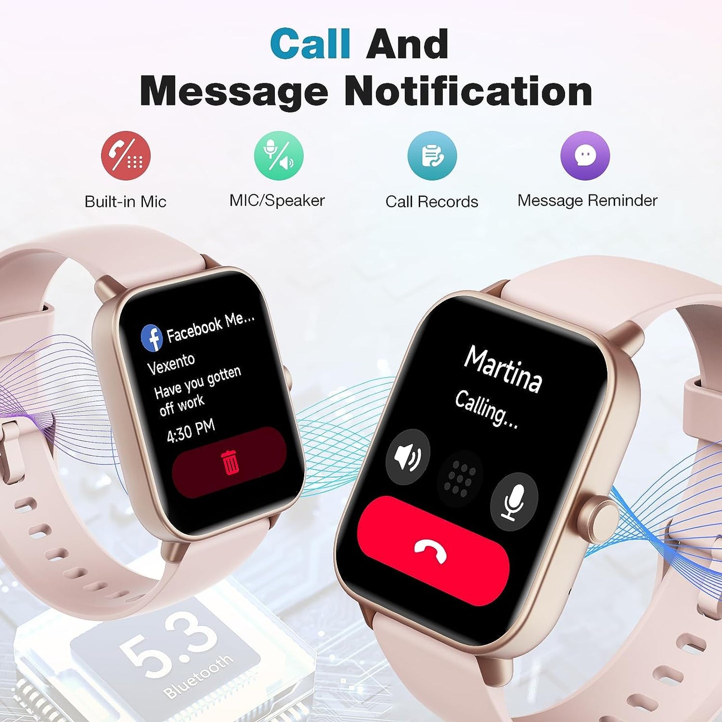 Smart Watch for Women,1.8” Touchscreen, Bluetooth Call, Alexa Built-In,24/7 Heart Rate Spo2 Monitor,Step Counting,Sleep Tracking, IP68 Waterproof Fitness Tracker Watch for Android Iphone