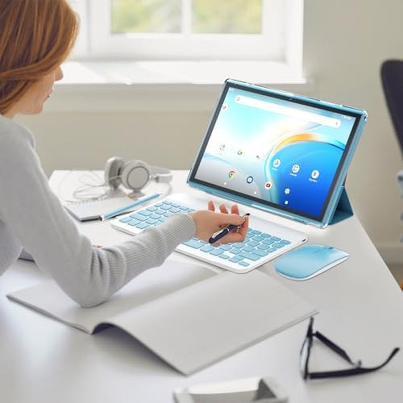 2 in 1 Tablet 10 Inch Android 14 OS Tableta, Tablets with Keyboard, Mouse,