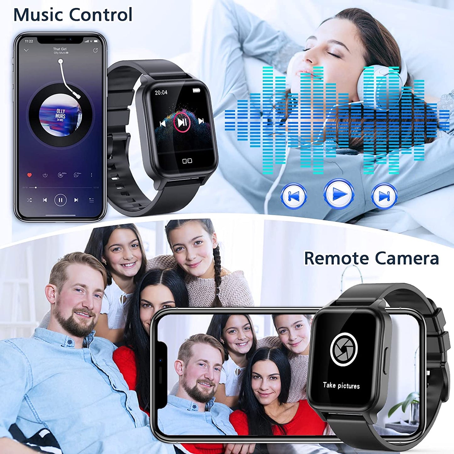 Smart Watch for Android Phones 1.69" Touch Screen Smart Watches for Women Men Smartwatch Fitness Watches with Heart Rate Monitor Sleep Tracker Calorie Pedometer Sports Activity Fitness Tracker
