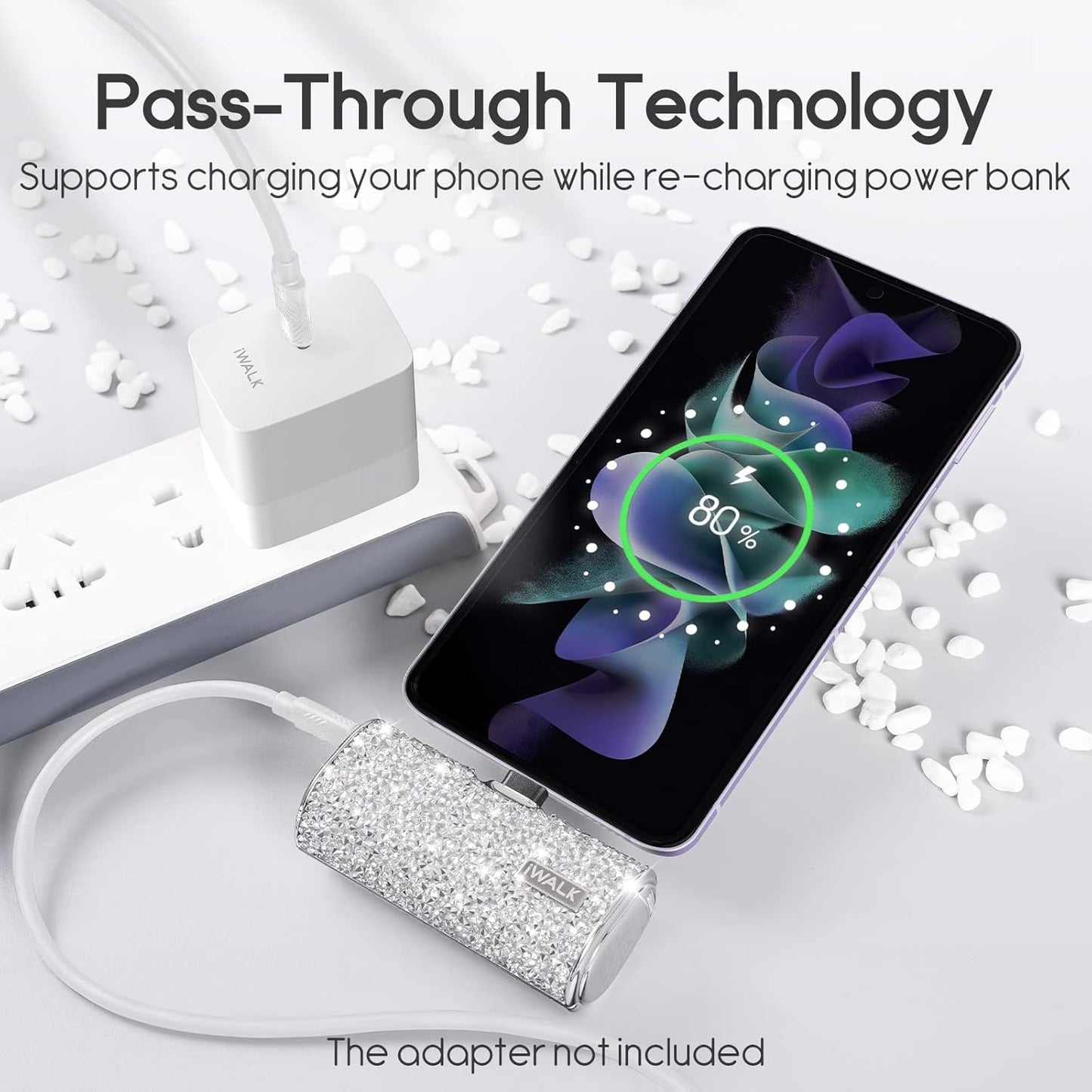USB C Portable Charger, 4500Mah Ultra-Compact Small Power Bank, Sparkly Battery Pack Compatible with Iphone 16/15, 16 Plus, 16 Pro, 16 Pro Max, Samsung Galaxy S25, S24, S23 Ultra Z Flip5, Silver