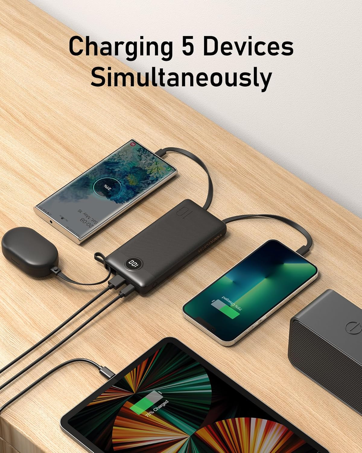 Portable Charger Built-In Cables,10000Mah Power Bank for Iphone,Fast Charge USB C Battery Pack Travel Essentials Powerbank Compatible with Iphone 17/16/15/14, Samsung S25/24, Android, Etc