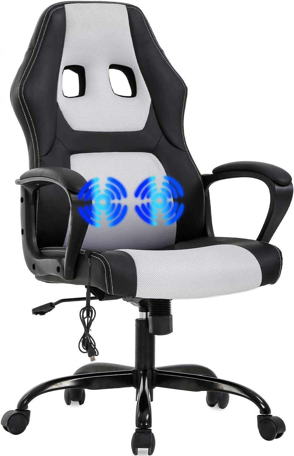 Massage Computer Gaming Chair Swivel Office Ergonomic Racing Chair Seat White
