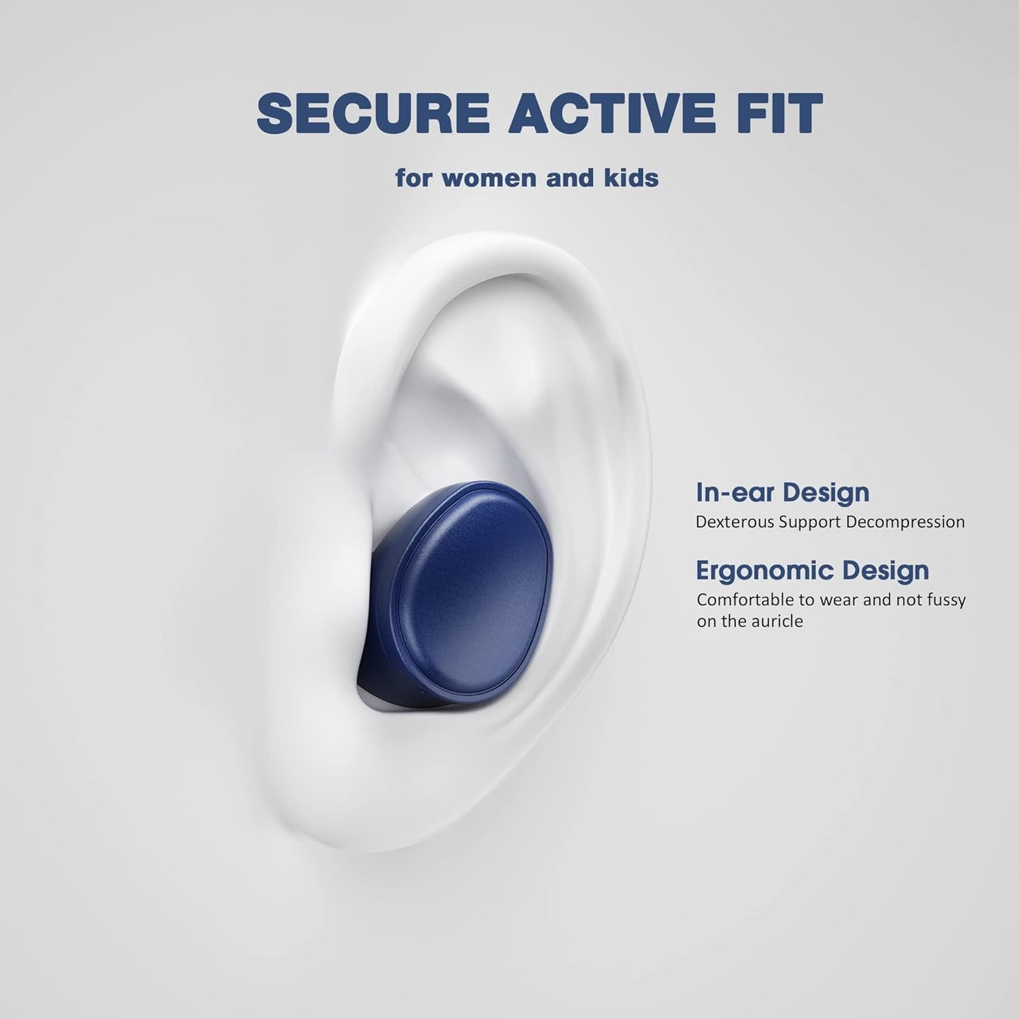 E9 True Wireless Earbuds, Royal Blue – Wireless In-Ear Headphones for Running and Sport – Bluetooth Earbuds with a Comfortable, Secure Fit, 30 Hour Battery, Great Sound