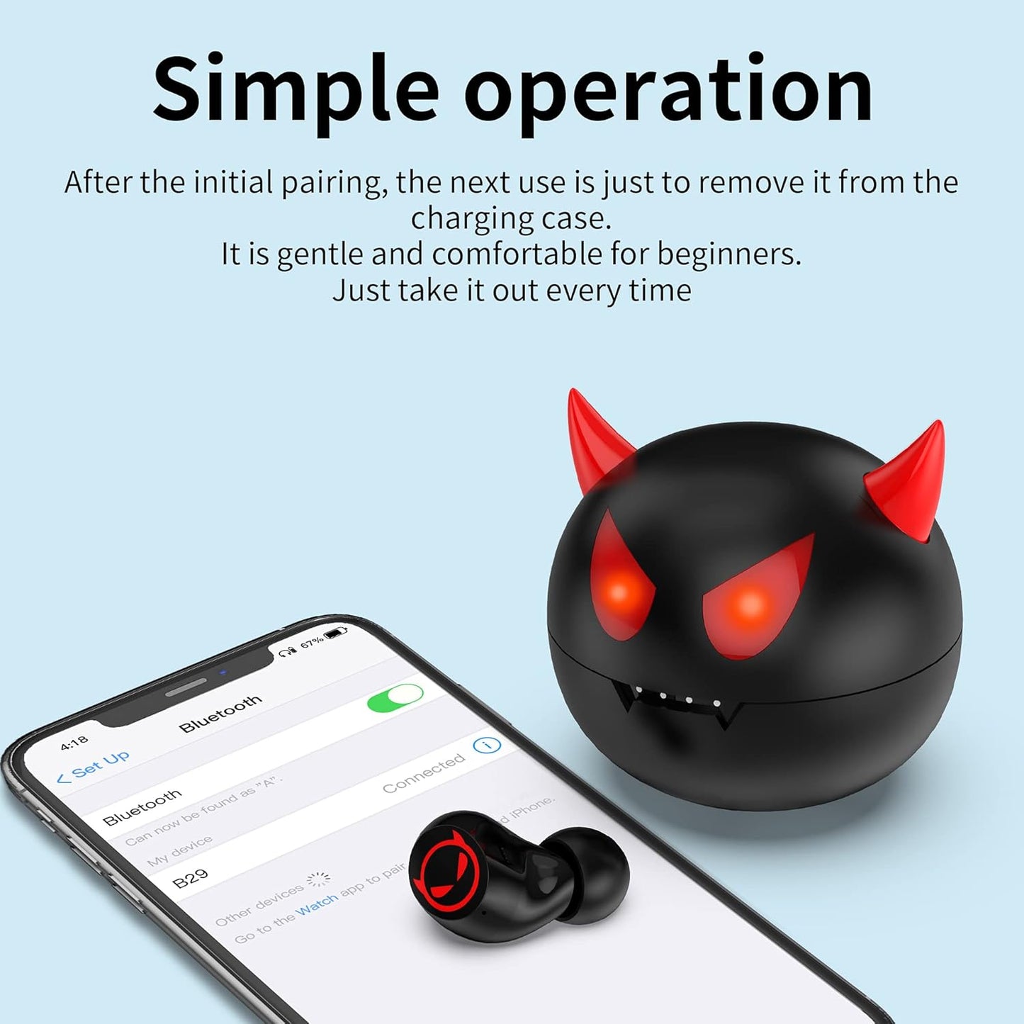 Bluetooth 5.1 Wireless Earbuds, IPX5 Waterproof Stereo Headphones with Mic and Touch Control, in Ear Noise Reduction Sports Earphones with Wireless Charging Case