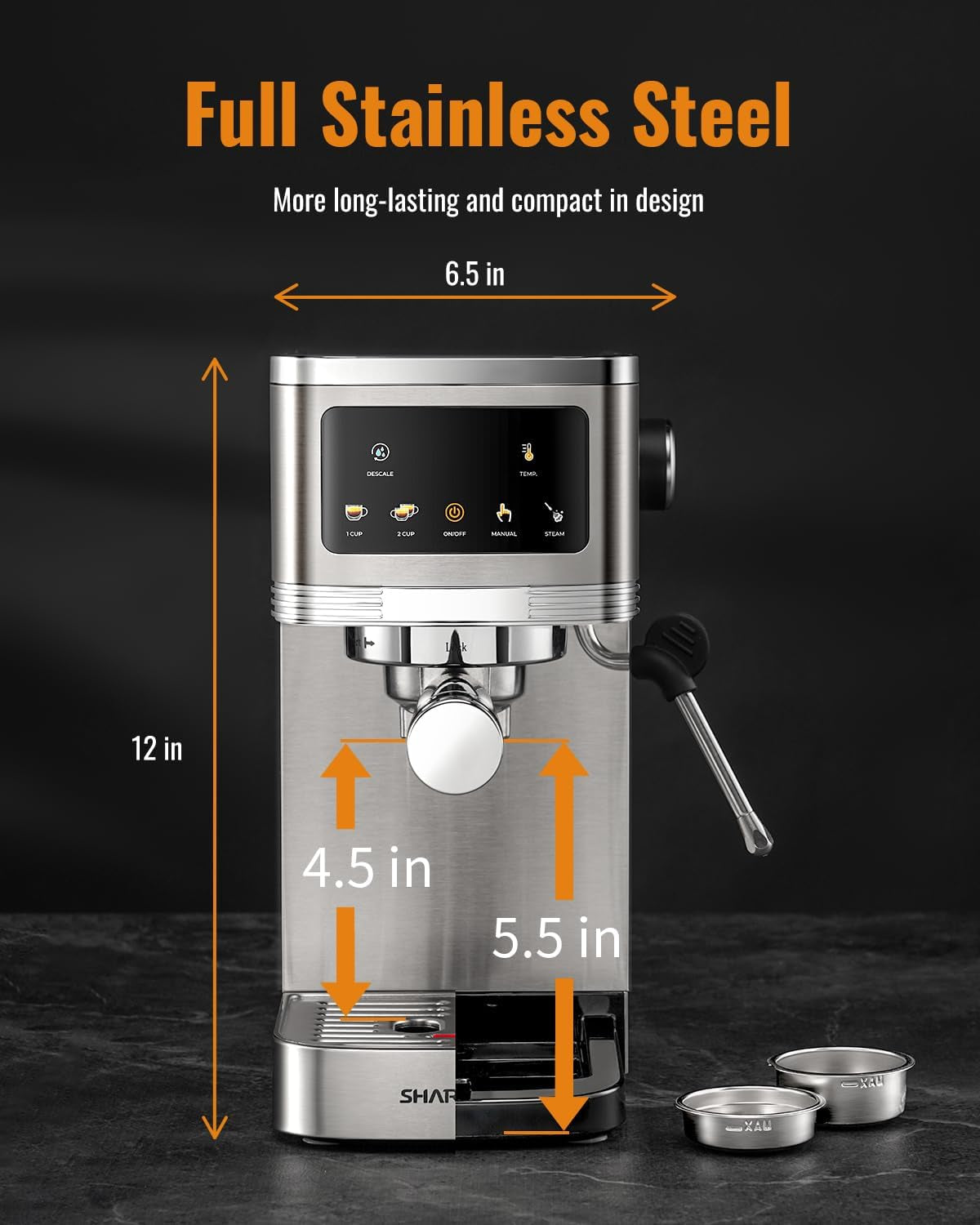Espresso Machine 20 Bar, Professional Espresso Machine with Milk Frother and Touchscreen, Expresso Coffee Machines with Adjustable Temperature,For Cappuccino, Latte