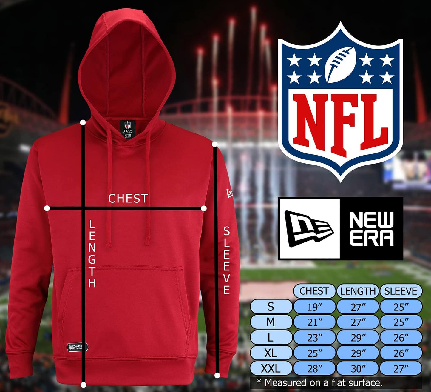 NFL Men'S Cool Grey Gametime Pullover Performance Hoodie, Pro Football Sweatshirt