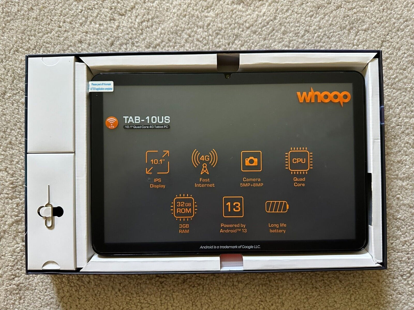 NEW Whoop Tablet 10.1" UNLOCKED 4G LTE + Cellular Tablet