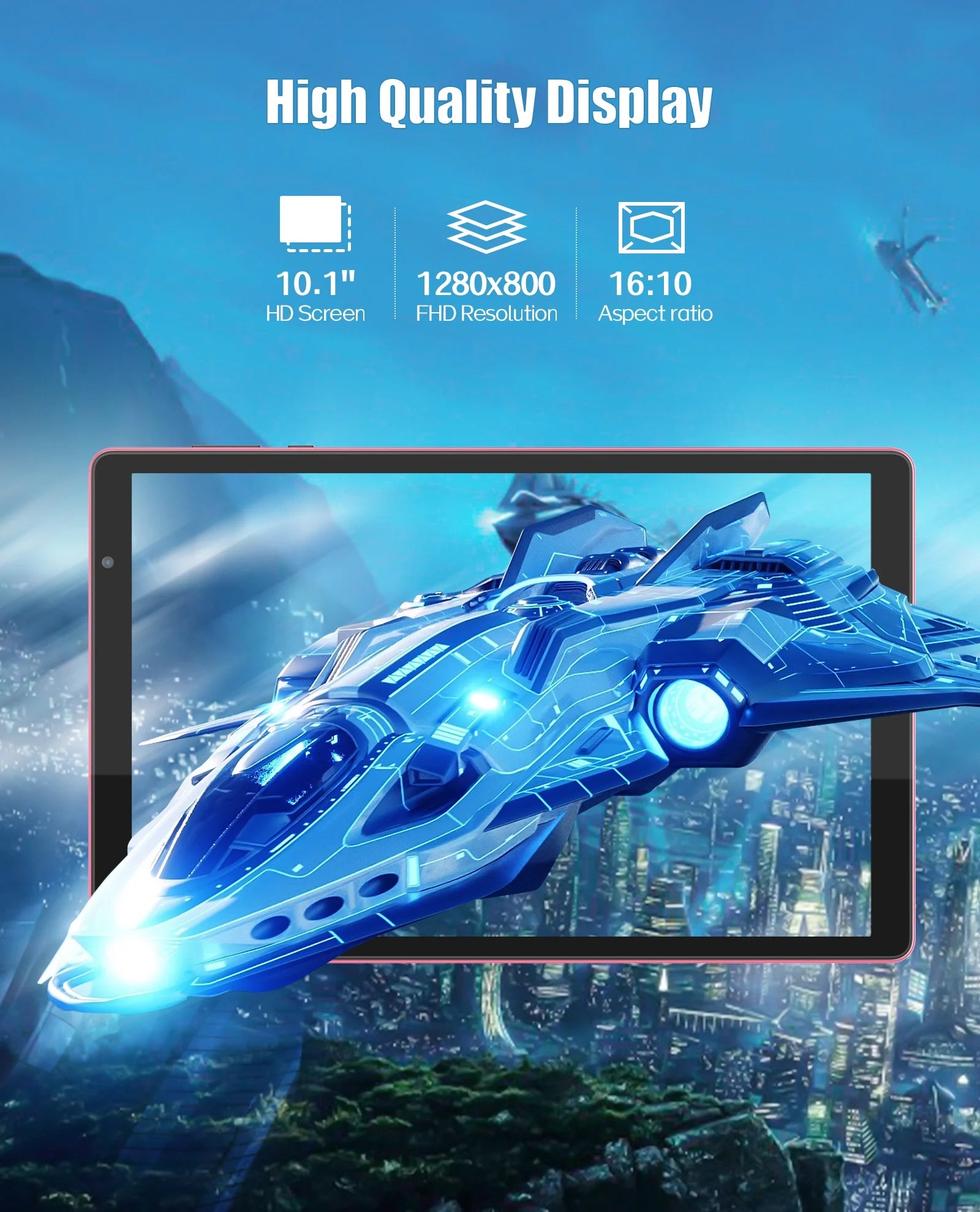 10 Inch Android 14 Tablet, 4GB RAM 32GB ROM, 1TB Expandable, Quad-Core, Wifi, Dual Camera