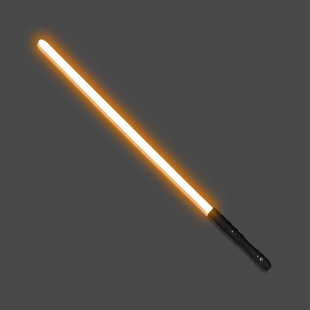 Dueling Lightsaber Smooth Swing Light Sabers |FX Loud Sound Sabers with 3 Vivild Movie Fonts,Blaster,Foc Metal Hilt for Adults Boys Teens Heavy-Duty, USB-DC Recharge(Orange)