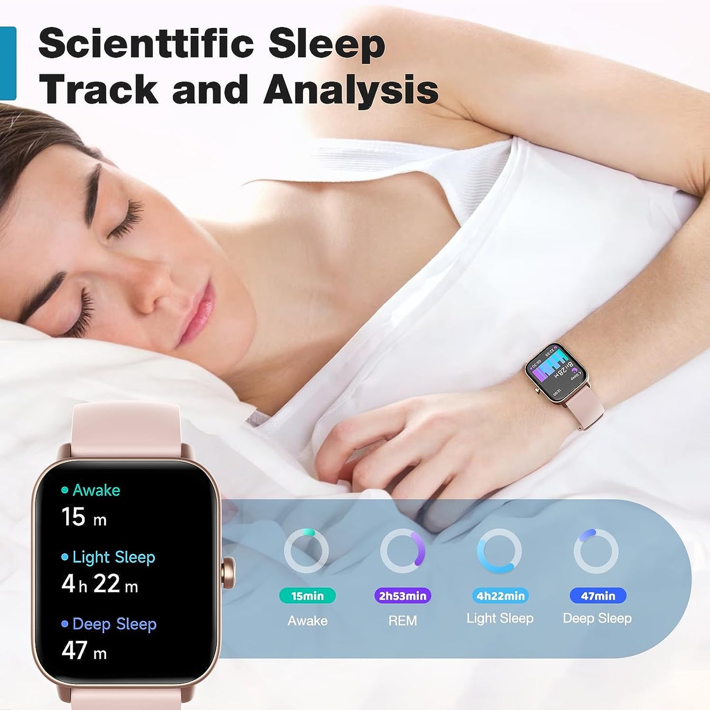 Smart Watch for Women,1.8” Touchscreen, Bluetooth Call, Alexa Built-In,24/7 Heart Rate Spo2 Monitor,Step Counting,Sleep Tracking, IP68 Waterproof Fitness Tracker Watch for Android Iphone