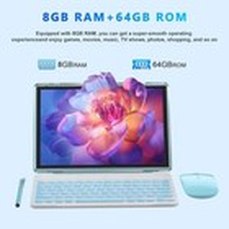 2 in 1 Tablet 10 Inch Android 14 OS Tableta, Tablets with Keyboard, Mouse,