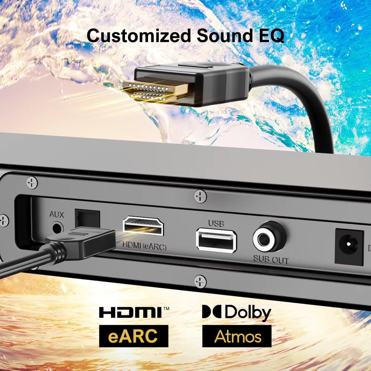 2.1 Dolby Atmos Soundbar for TV with Subwoofer & Bass Boost, 3D Surround Sound, HDMI Earc, 190W Peak Power TV Speakers