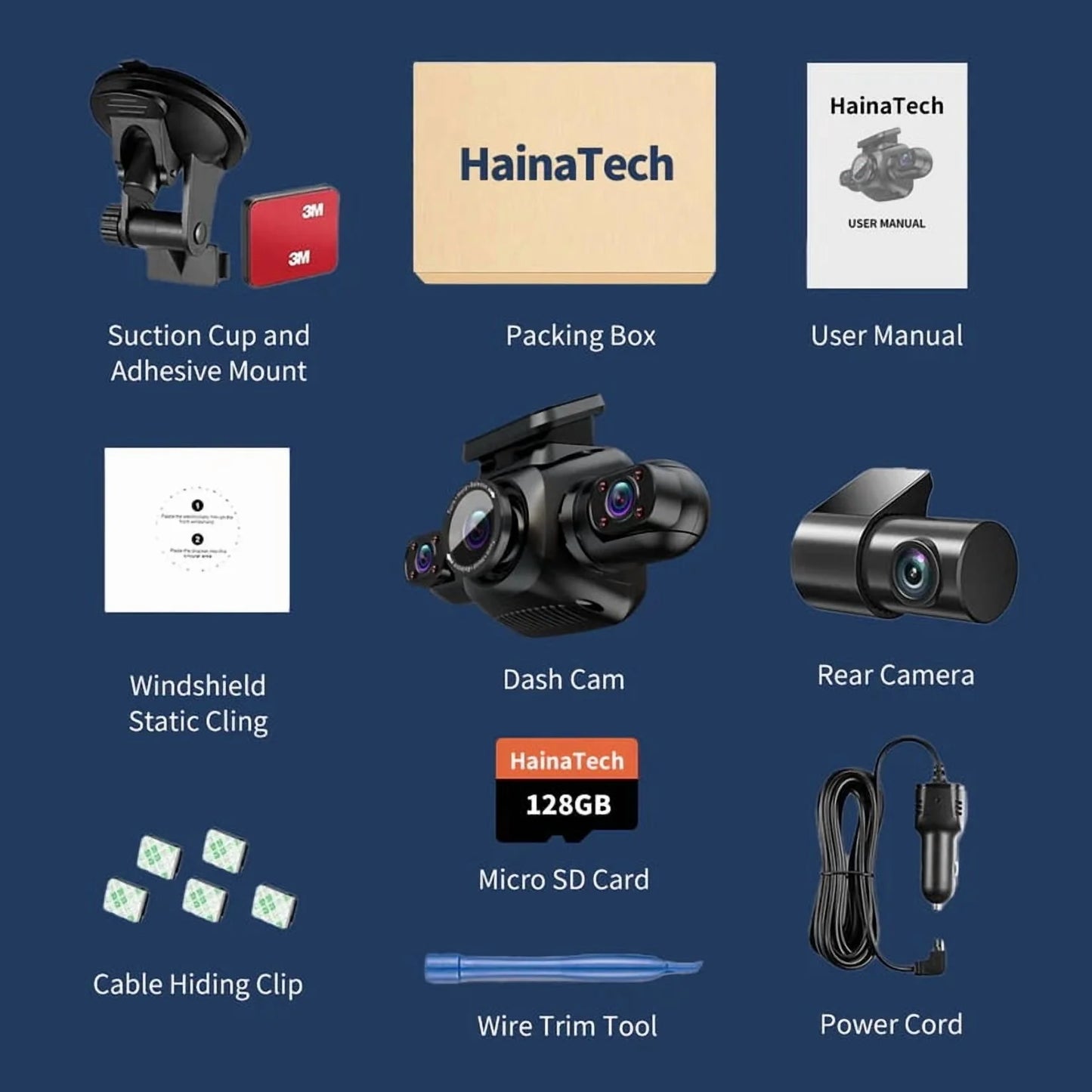 360° View Dash Cam 4 Channel Front and Rear Dash Car Camera with CPL GPS Wifi Night Vision Dashcam Auto 128G