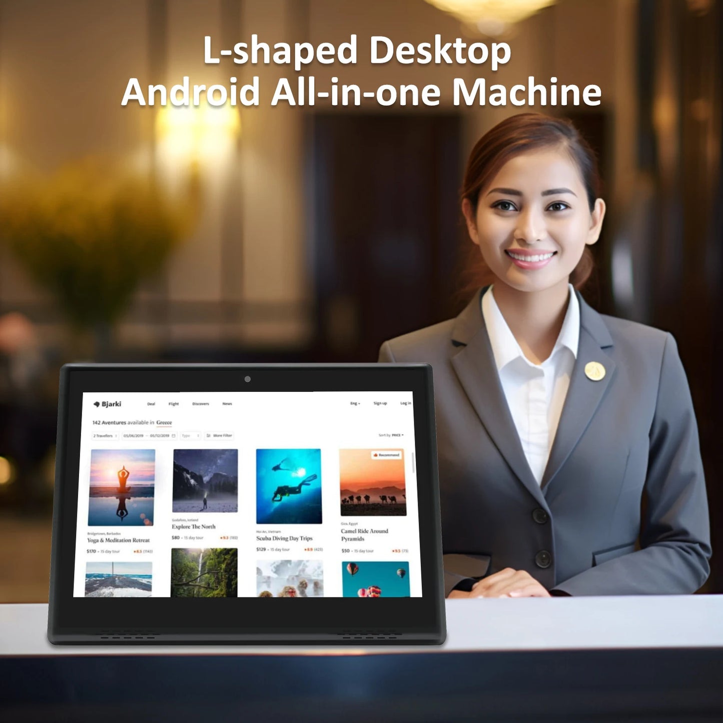 L-Shape 10 Inch Horizontal Screen Android 14 Tablet,Wifi+Bt+Ethernet,Google Play,Kiosk Display