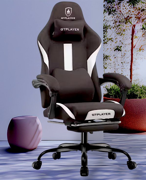 Gaming Chair Fabric. With Foot Rest and Pocket Spring Cushion Ergonomic Gaming Chair.