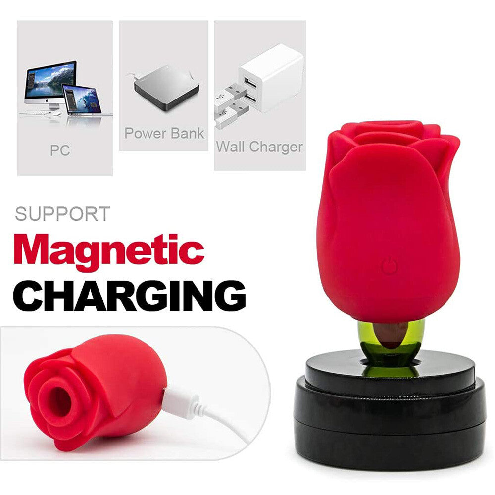 Rose Suction Vibrator Sucking Breast Pump Women Toy Nipple Sucker Rechargeable