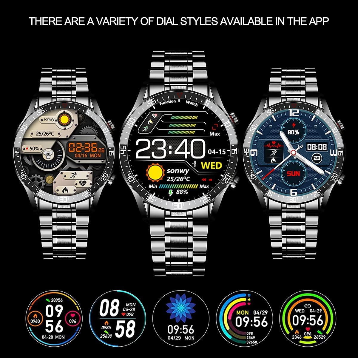 Smart Watches for Men, Fitness Tracker with GPS and Pedometer, Dial/Receive Call Sports Watch, Blood Pressure/Heart Rate/Sleep Monitor, 1.3'' Full Touch Big Screen, Android and Ios Compatible