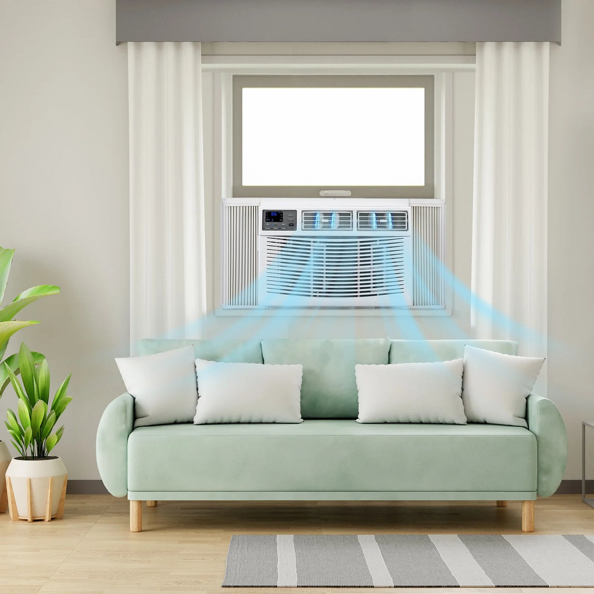 Window Air Conditioner with Heat, 8000 BTU Window AC Unit & Heater Combo with APP & Voice Smart Control, Timer Function & Easy Installation Kit, 115V/60Hz