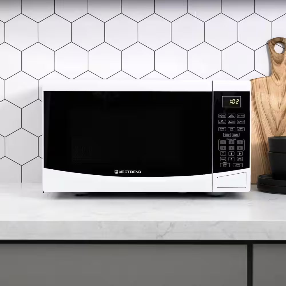 19 In. Width 0.9 Cu. Ft. White 900 Watt Countertop Microwave