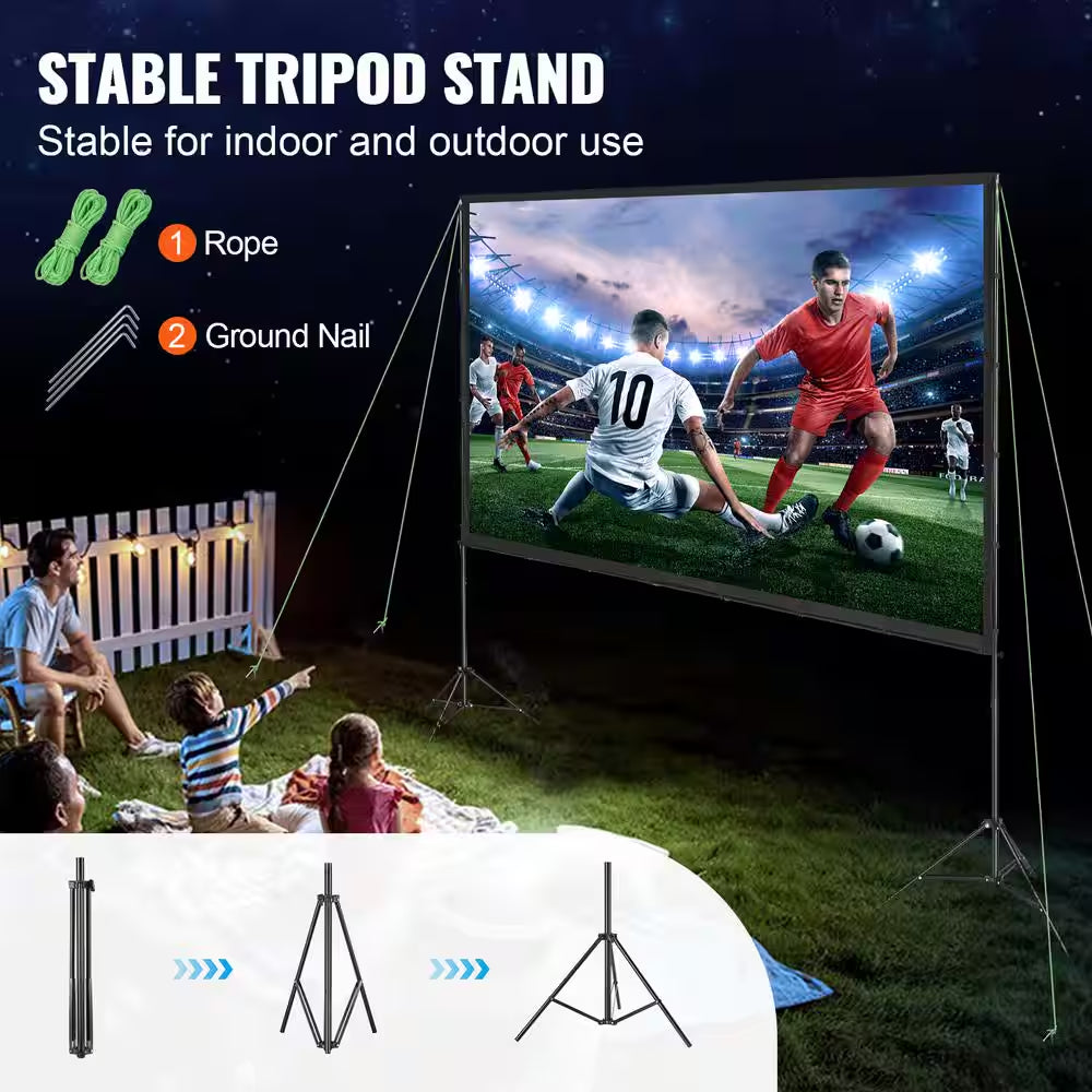 Projector Screen 120 In. with Stand Outdoor Movie Screen with Stand Wrinkle-Free Projection Screen