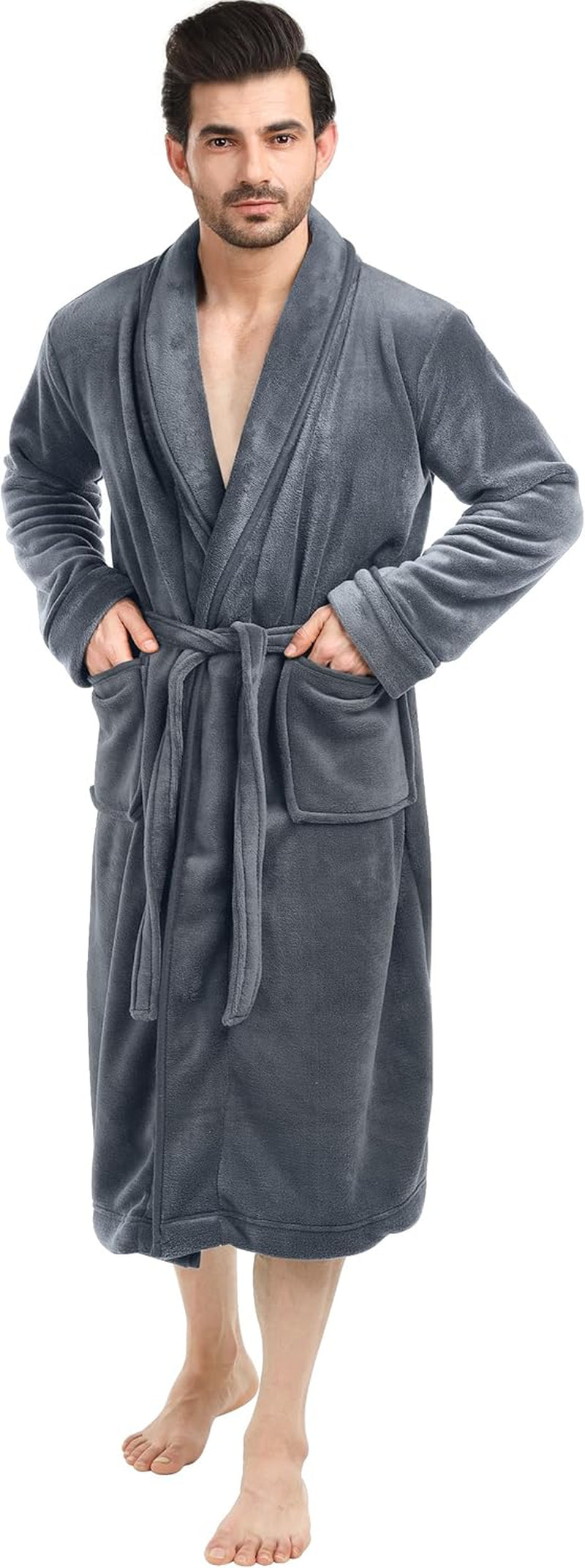 Mens Robe, Luxury Plush Fleece Mens Bathrobe, Spa Bath Robe for Men
