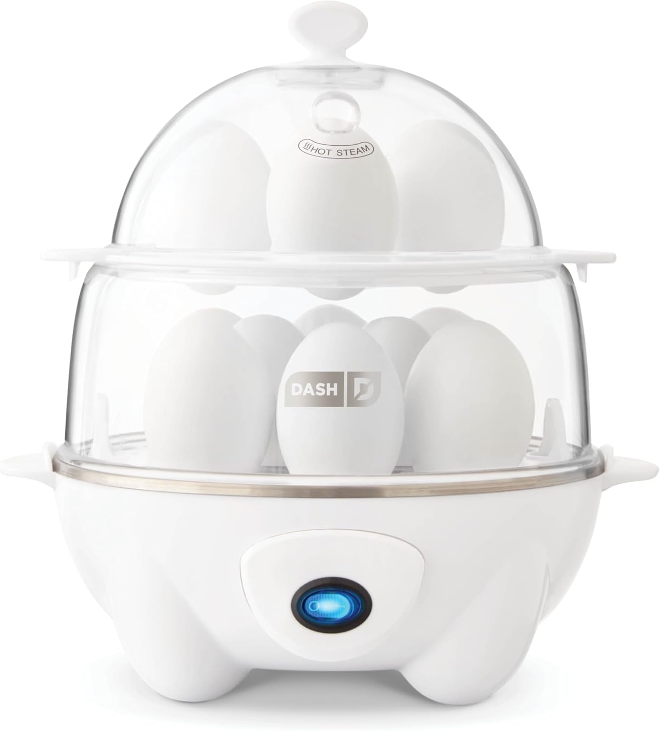 Deluxe Rapid Egg Cooker for Hard Boiled, Poached, Scrambled Eggs, Omelets, Steamed Vegetables, Dumplings & More, 12 Capacity, with Auto Shut off Feature - White