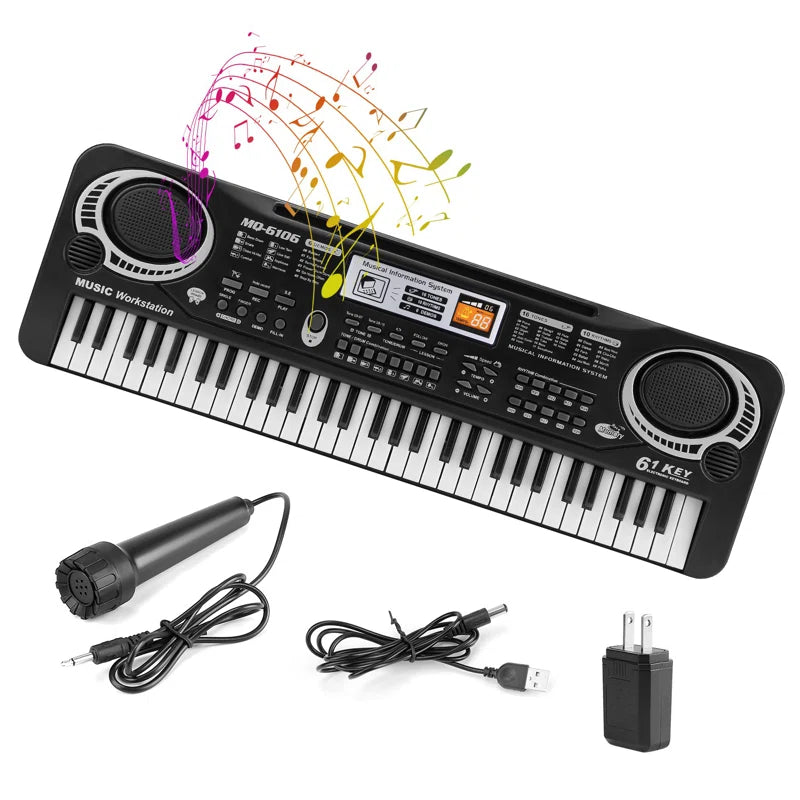 61-Key Kids Electronic Keyboard with Microphone Multifunctional Music Toy