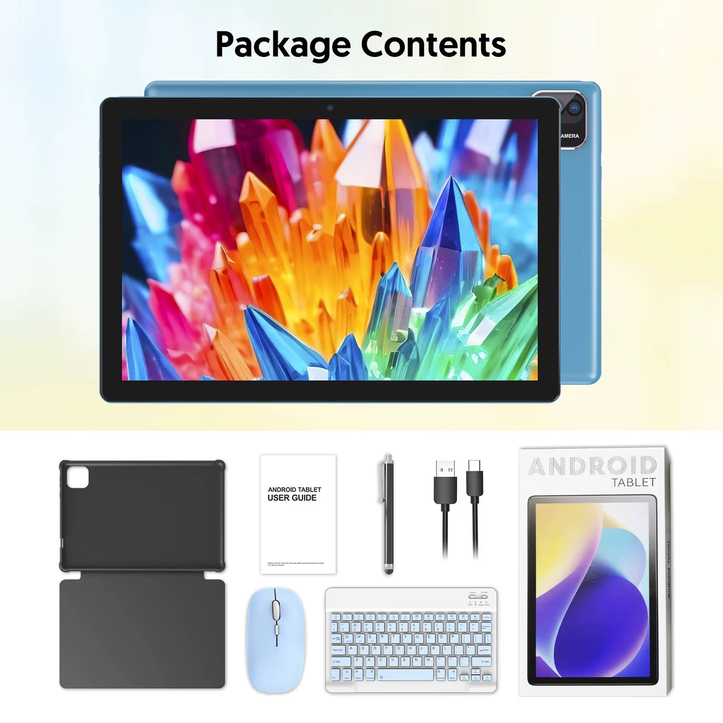 Android 14 Tablet, 10.1 Inches, Quad-Core Processor, 6GB RAM + 64GB ROM, 600GB Expansion Memory, 6000Mah