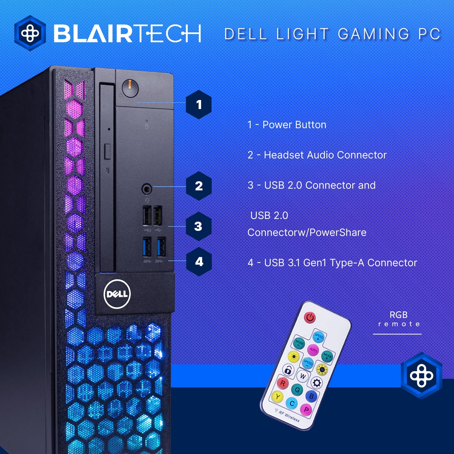 Dell Prebuilt RGB Gaming Desktop Bundle | Intel Core I5, 16GB RAM, 500GB SSD, 24" Monitor | Windows 11 | Home or School PC
