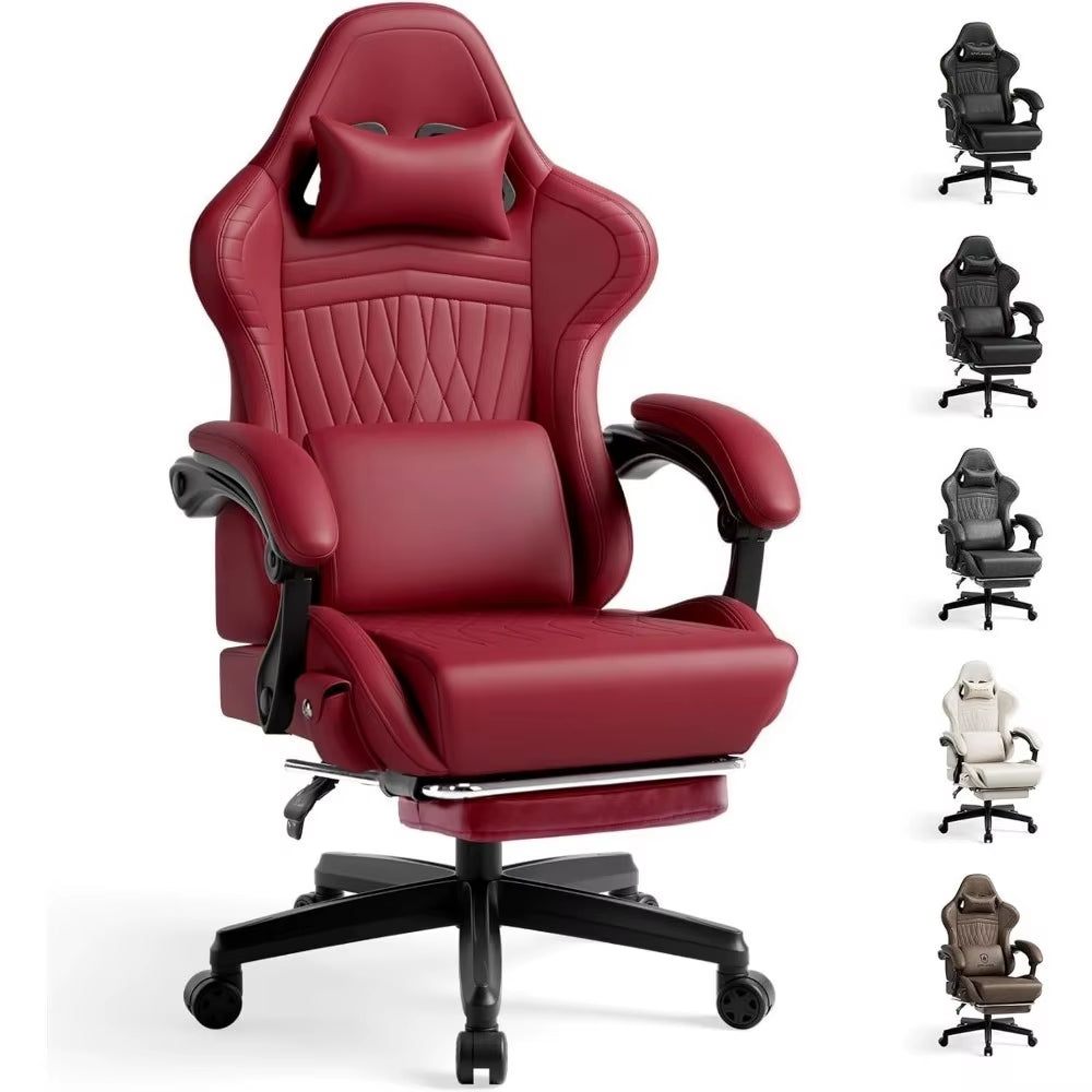 Gaming Chair with Speakers, Video Game Chairs with Footrest, PC Gamer Chairs for Adults - Padded High Back Ergonomic Re