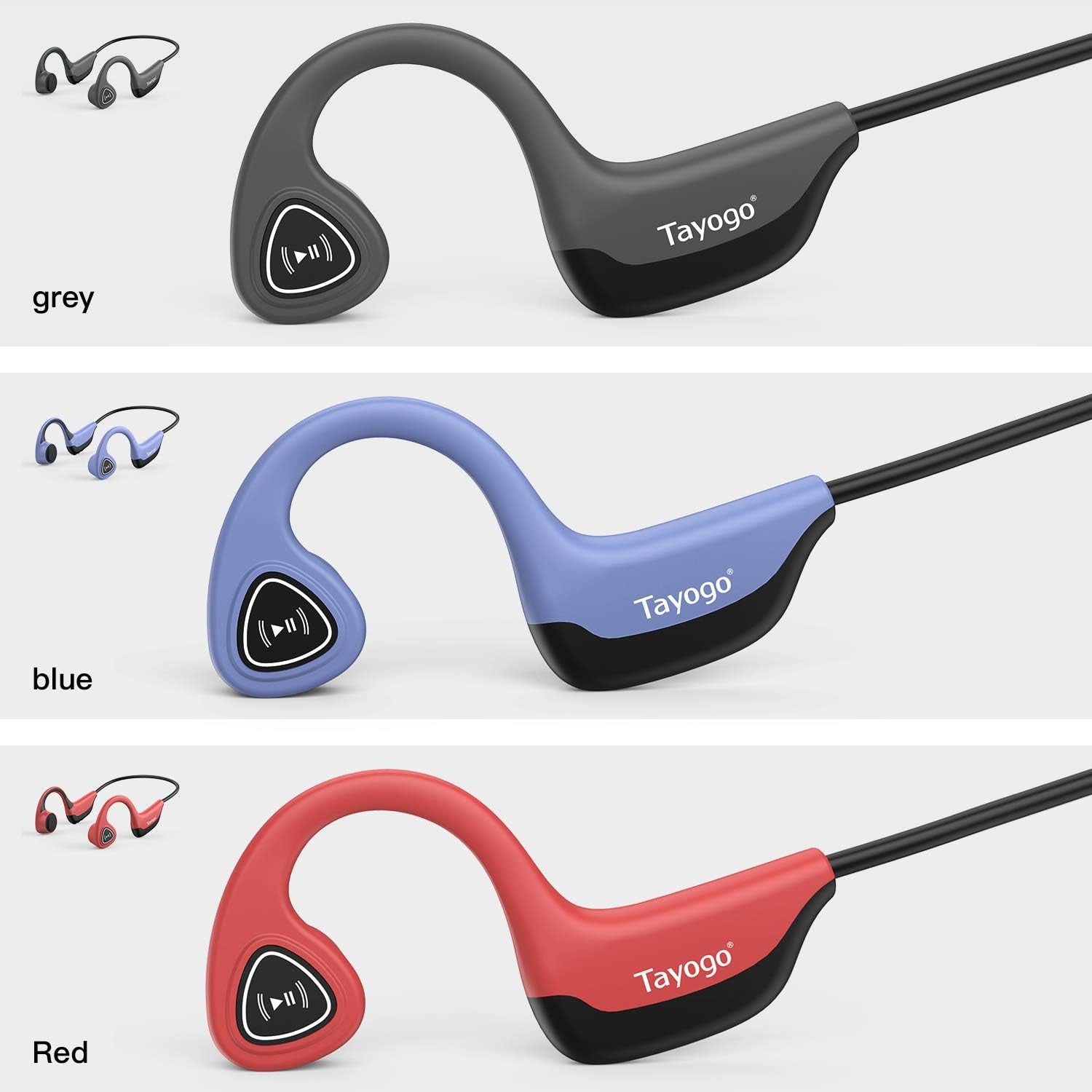 Bone Conduction Headphones, Wireless Bluetooth Bone Conducting Earbuds, Open Ear Headset with Mic, for Running, Cycling, Yoga (Gray)