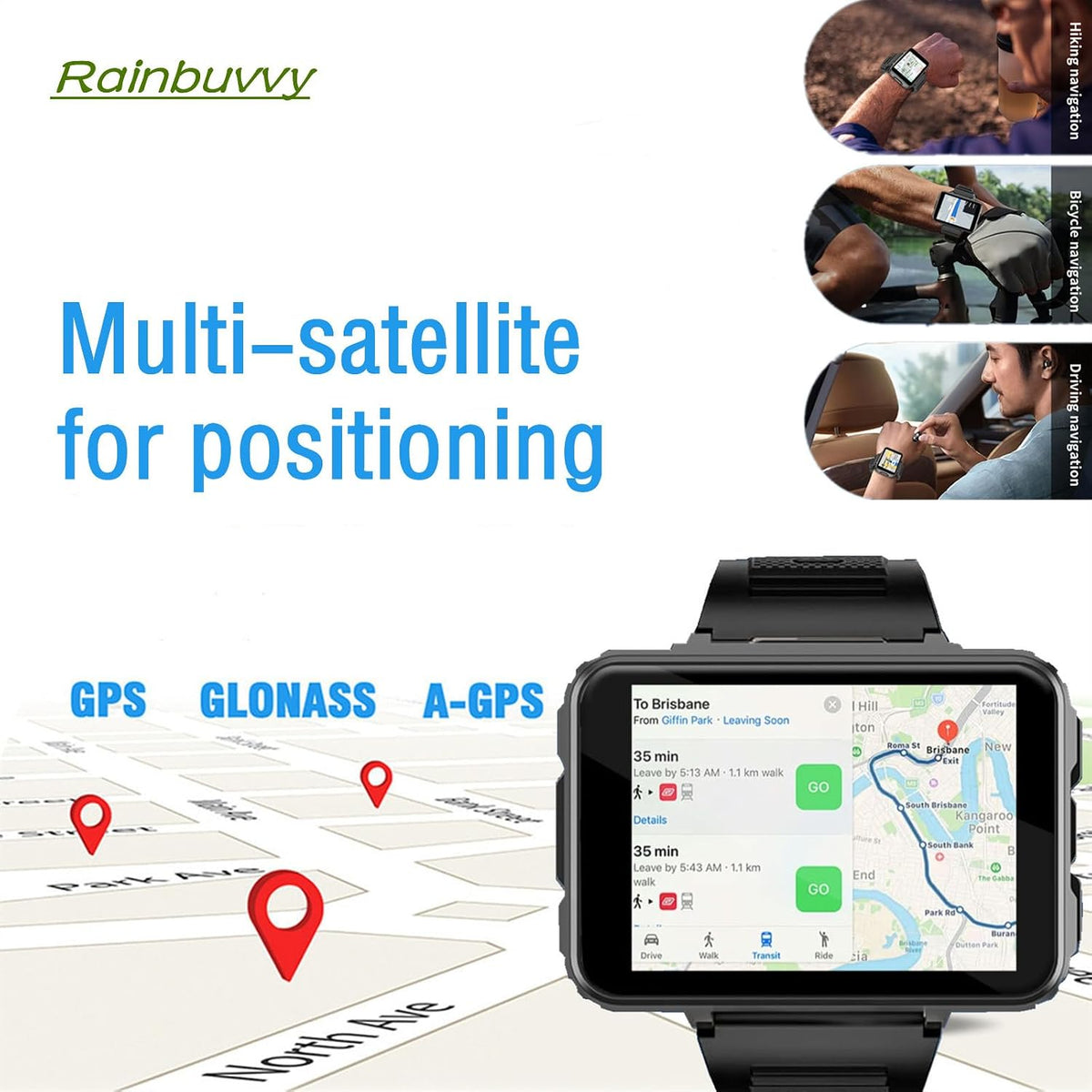 4G Smart Watch for Men 2.4" Display Android 10.7 4GB RAM 64GB ROM 1500Mah Watch Phone with Face ID Dual Camera Bluetooth GPS Waterproof Smartwatch (Black - 4GB+64GB)