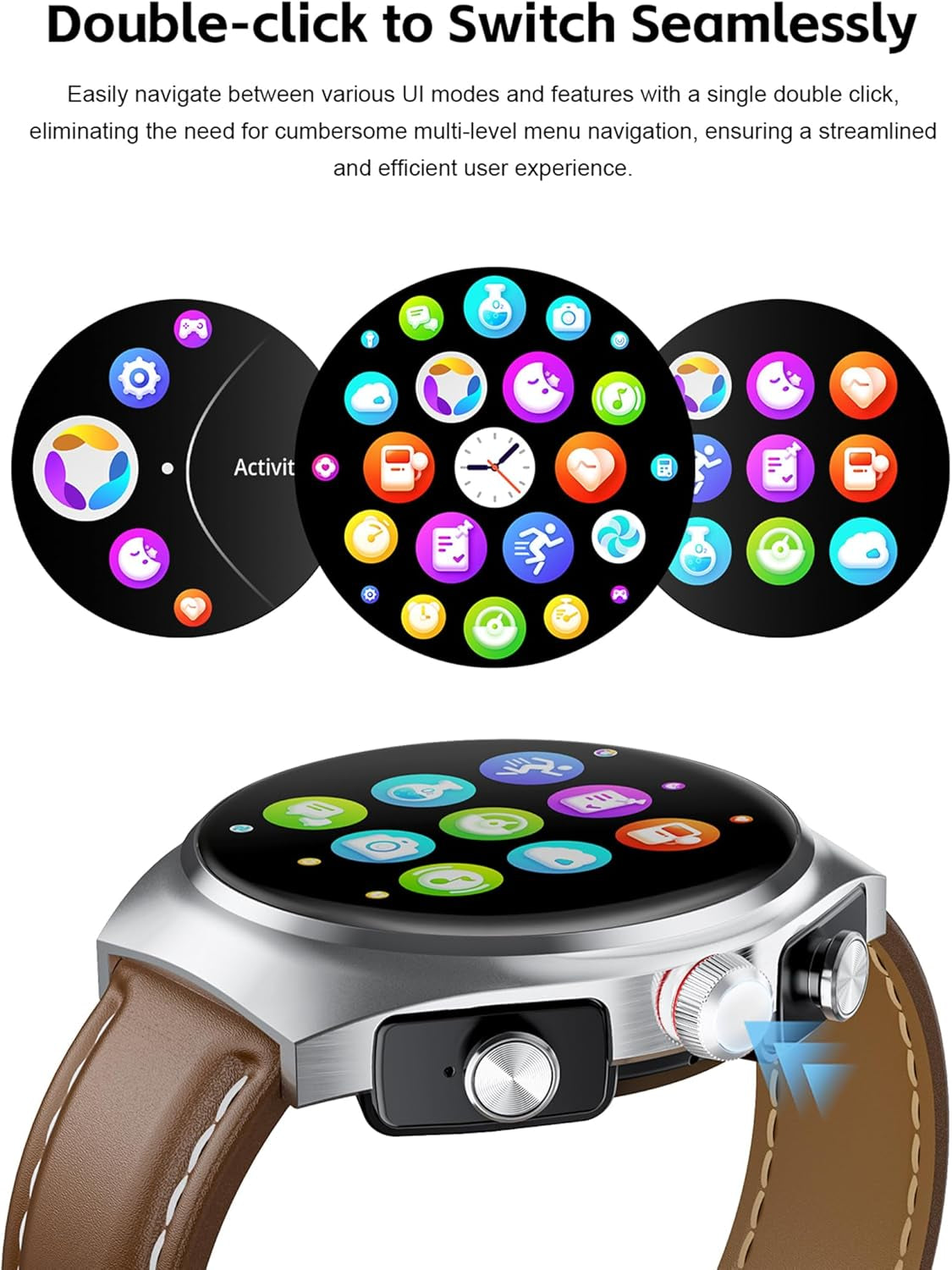 Smart Watch with Earbuds for Android Iphone,Round 1.53”HD Big Screen (Make/Answer Calls) Fitness Tracker,All-In-One Smartwatches Long Time Standby TWS Music Watch for Men Women