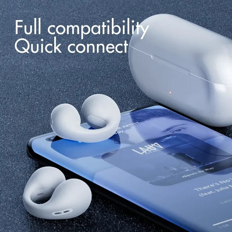 Bluetooth 5.3 Wireless Earbuds Ear Clip Bone Conduction Headphones Sport Headset