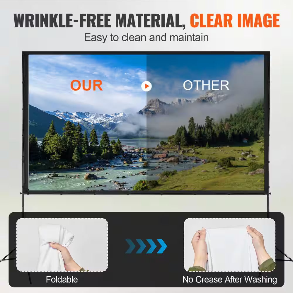 Projector Screen 120 In. with Stand Outdoor Movie Screen with Stand Wrinkle-Free Projection Screen