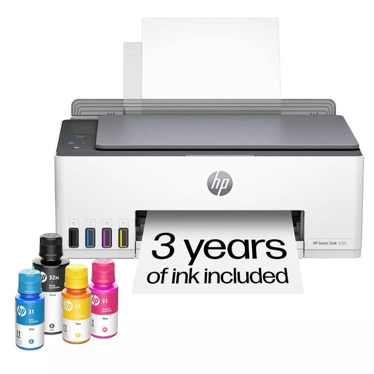 HP Smart Tank 5101 Wireless All-In-One Color Refillable Supertank Printer, Scanner, Copier (1F3Y0A)