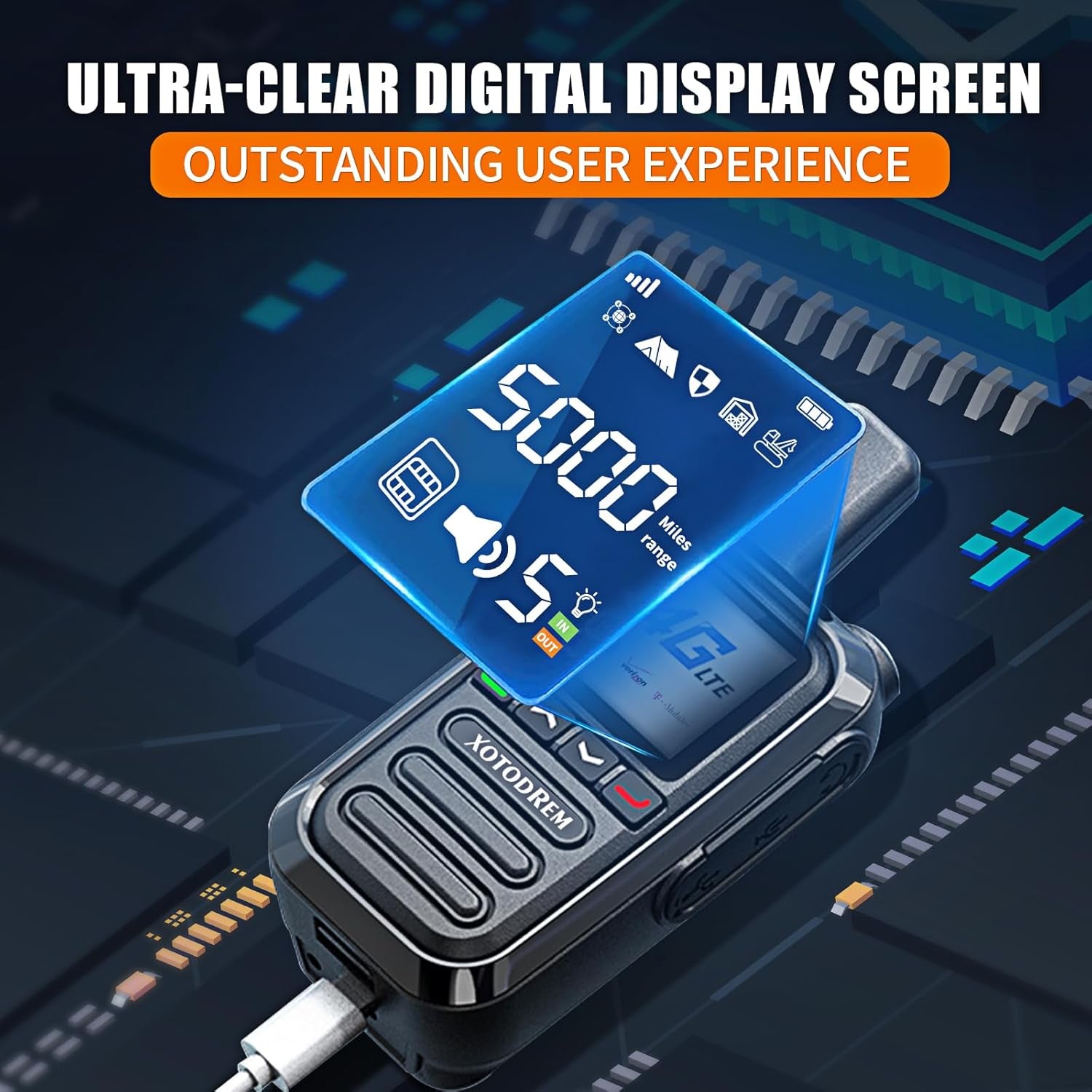 Global Lifetime Free Rapid Walkie Talkies Unlimited Range 4G LTE Poc(Push-To-Talk over Cellular) Radios Nationwide PTT Cellular Radios Long Distance for Family, Logistics, Company 4Pcs with Sim Card
