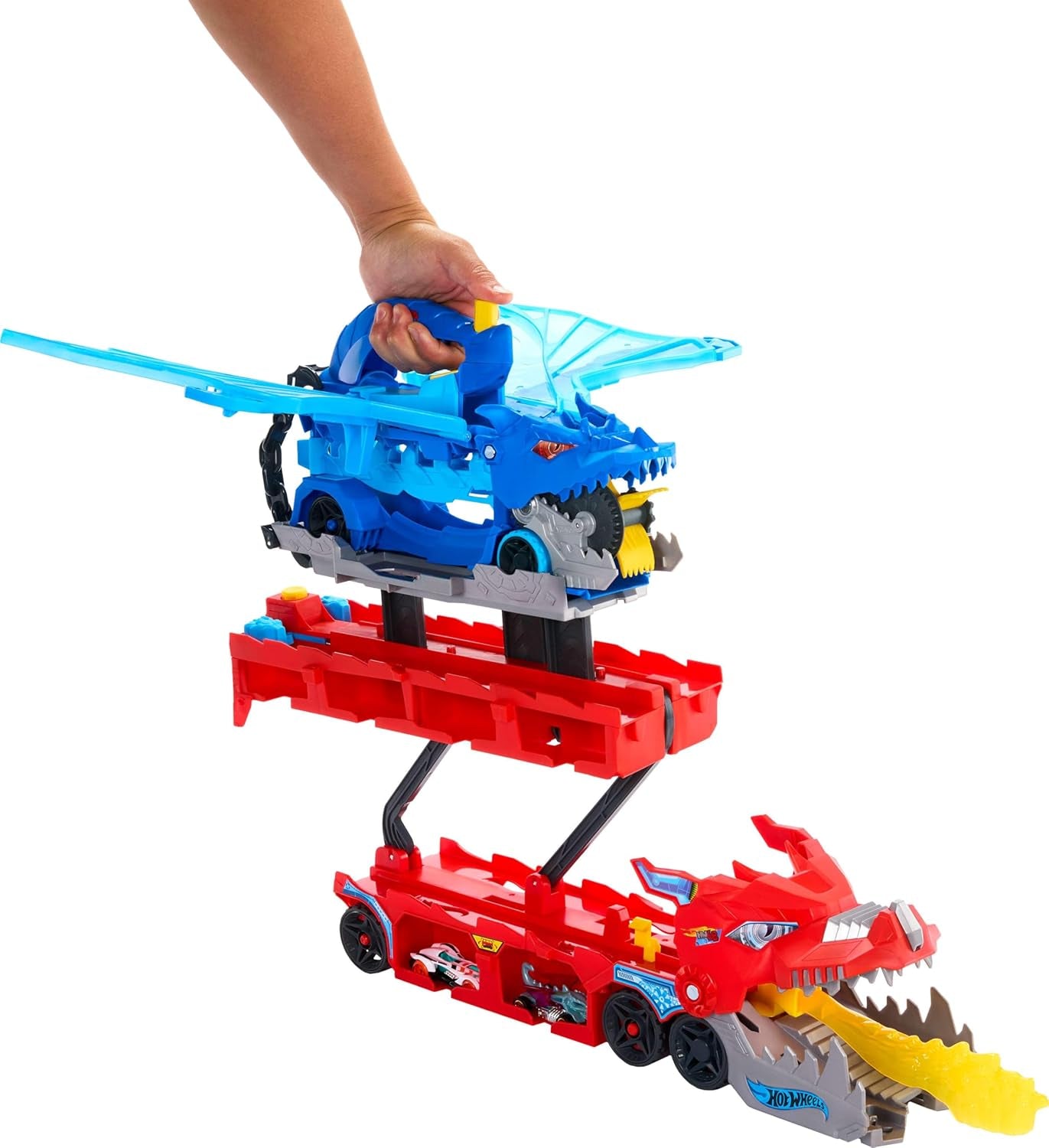 Hot Wheels City Ultimate Dual Dragon Transporter & 2 Die-Cast Cars New Toy Gift