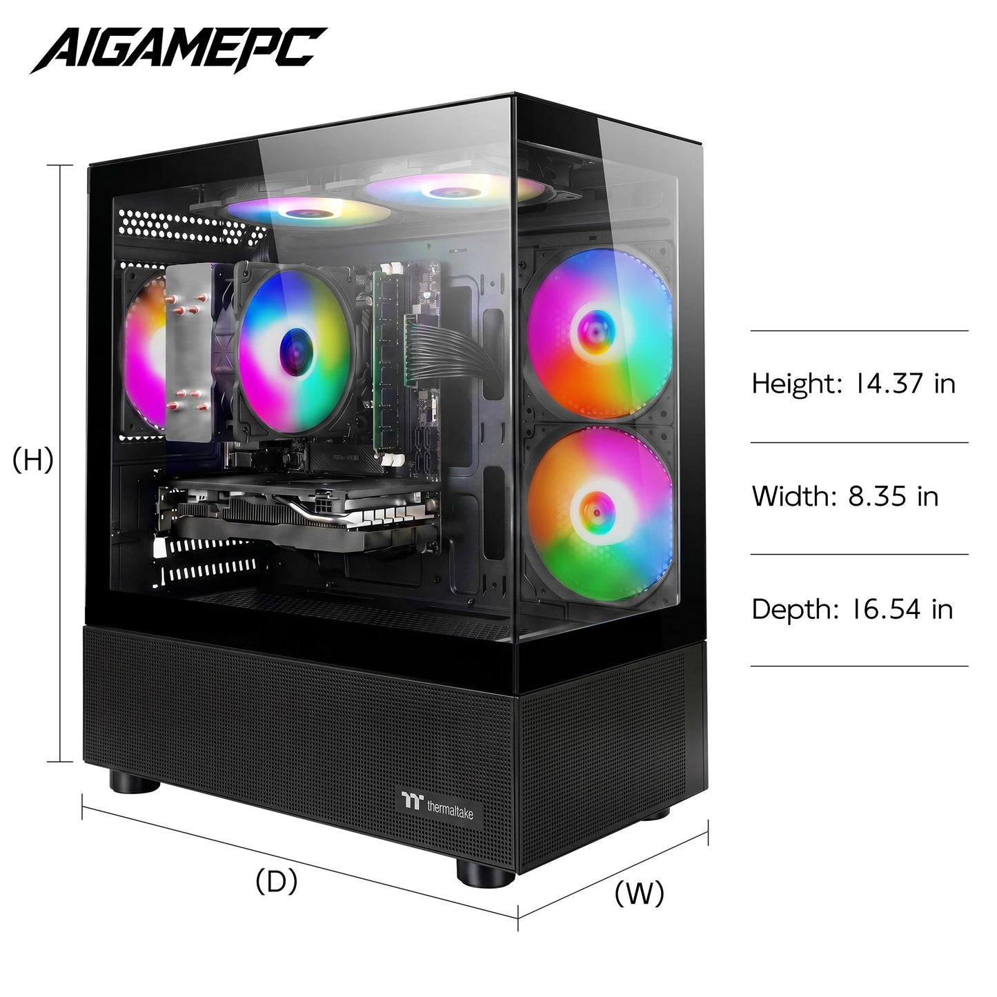 Gaming PC Desktop Computer, Intel Core I7 up to 4.0Ghz, Radeon RX 580 8G, 16G RAM, 512GB M.2 SSD, BX3 550W 80PLUS Bronze PSU, Wifi 5, RGB Fan X5, Windows 11 Home, Black PC
