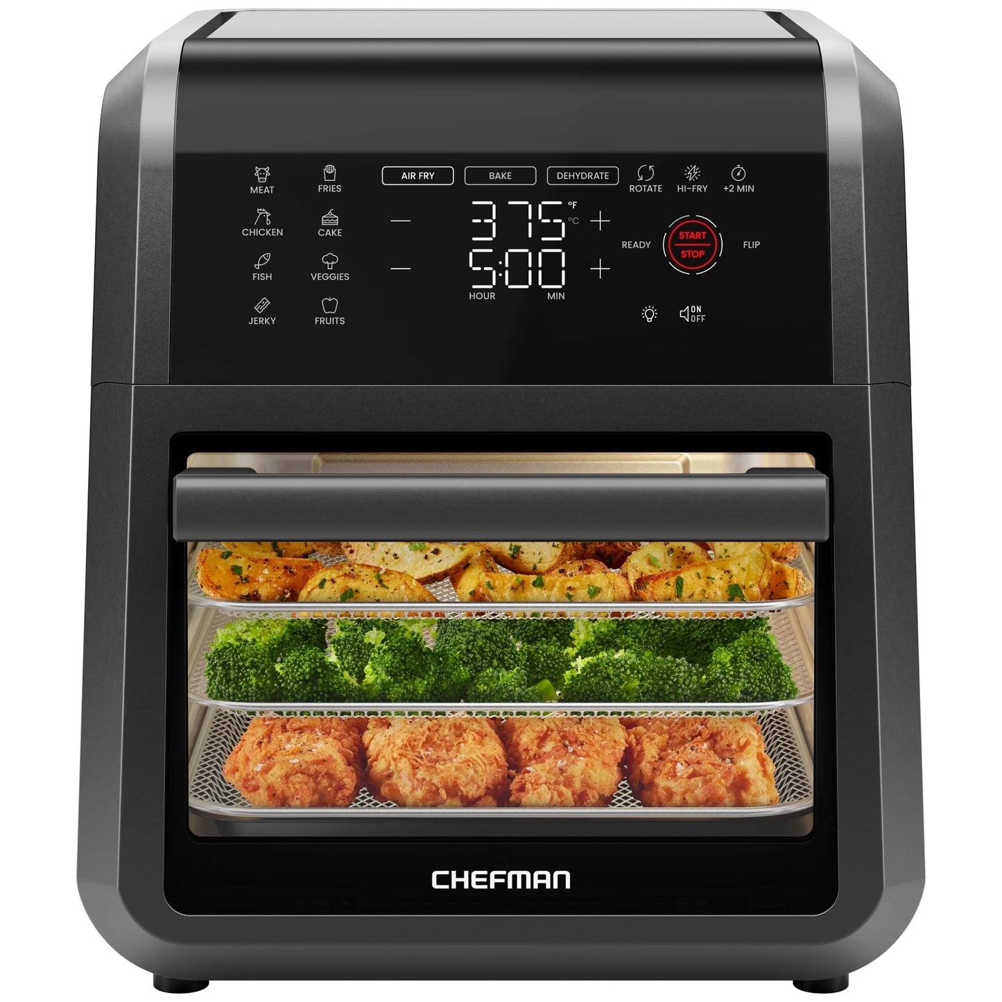 6-In-1 Multifunctional Air Fryer Oven W/ 12 Qt Capacity, Digital Touchscreen - Black