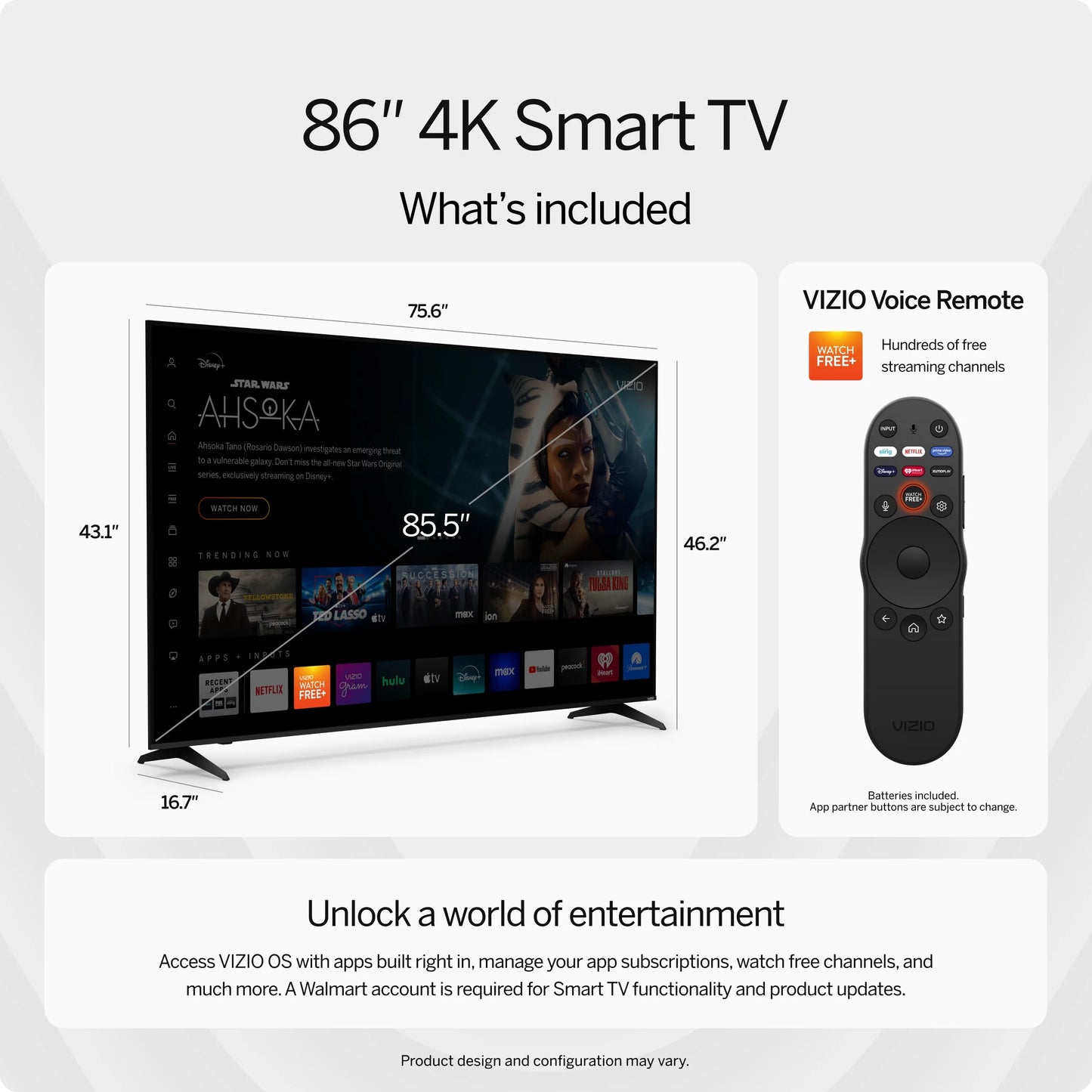 86" Class 4K UHD LED HDR Smart TV V4K86C-0804