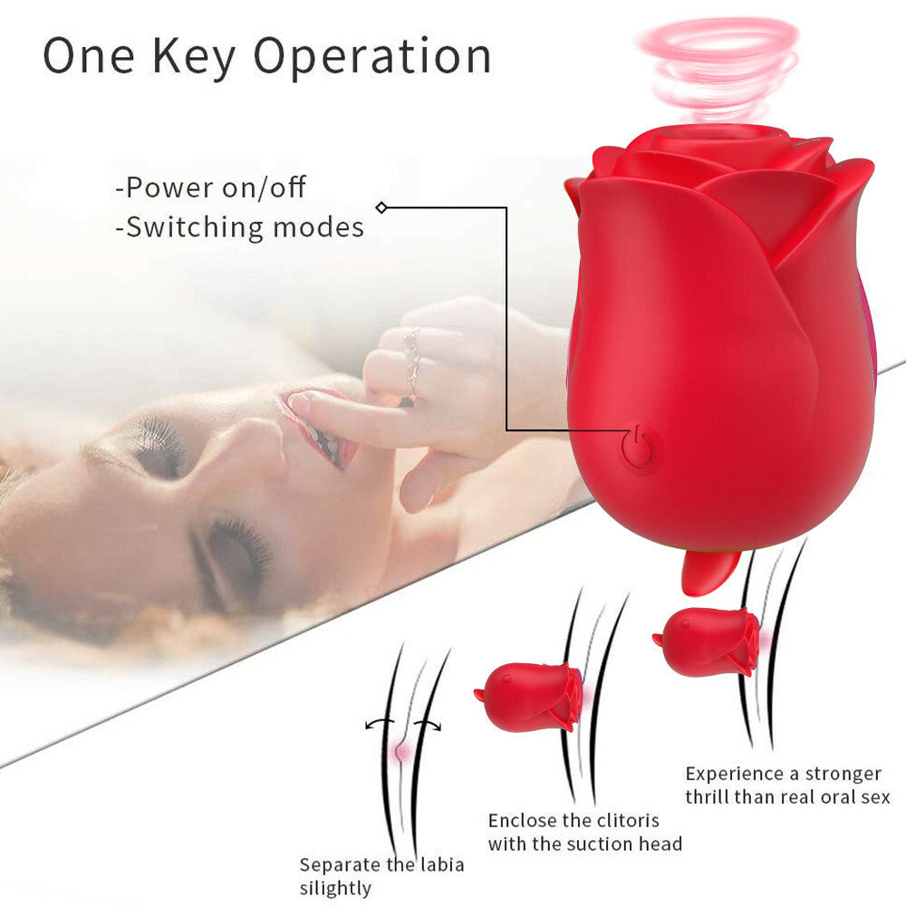 Rose Suction Vibrator Sucking Breast Pump Women Toy Nipple Sucker Rechargeable
